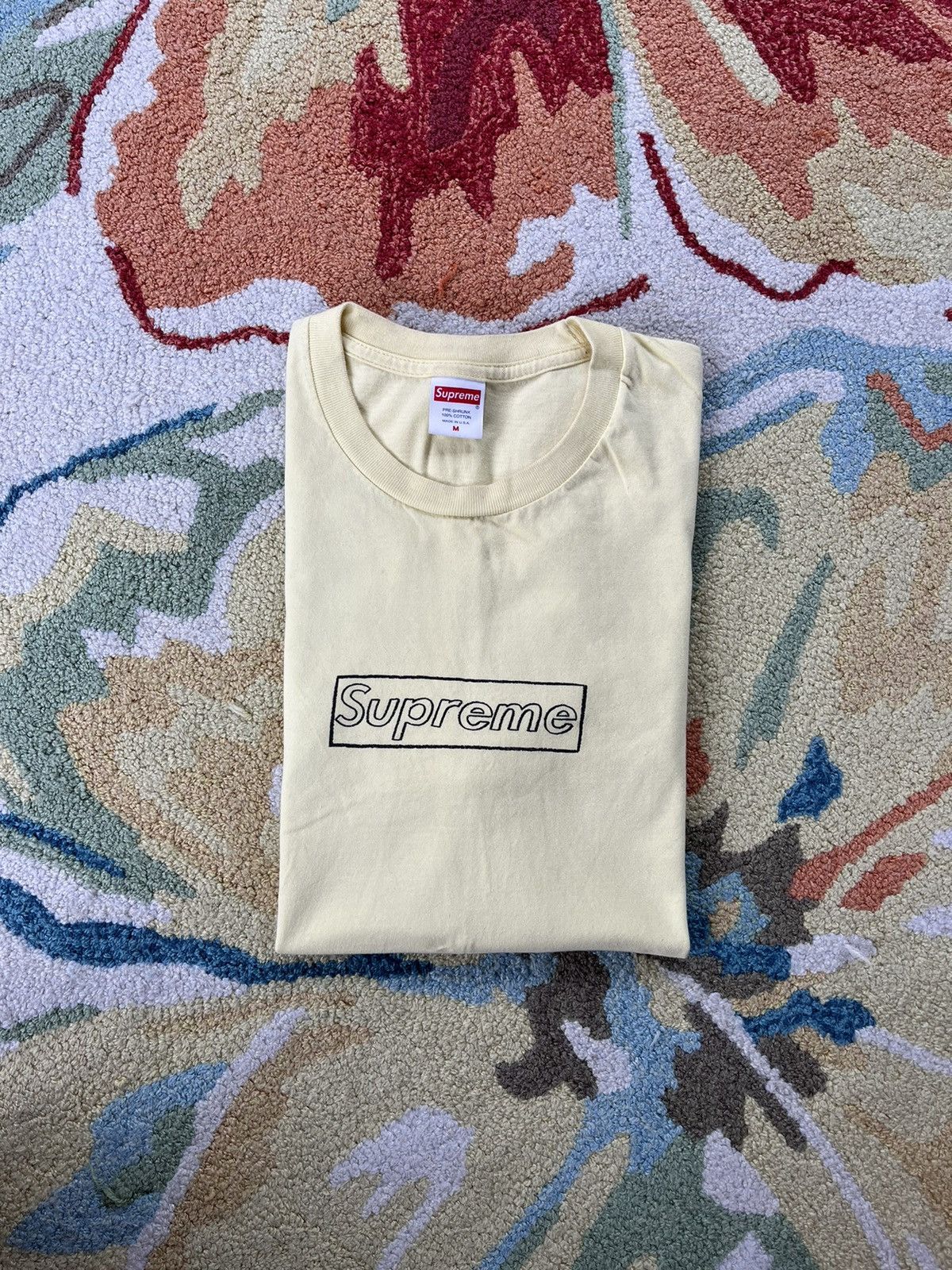 Kaws × Supreme Supreme Kaws Chalk Box Box Logo Tee SS21 Pale Yellow |  Grailed