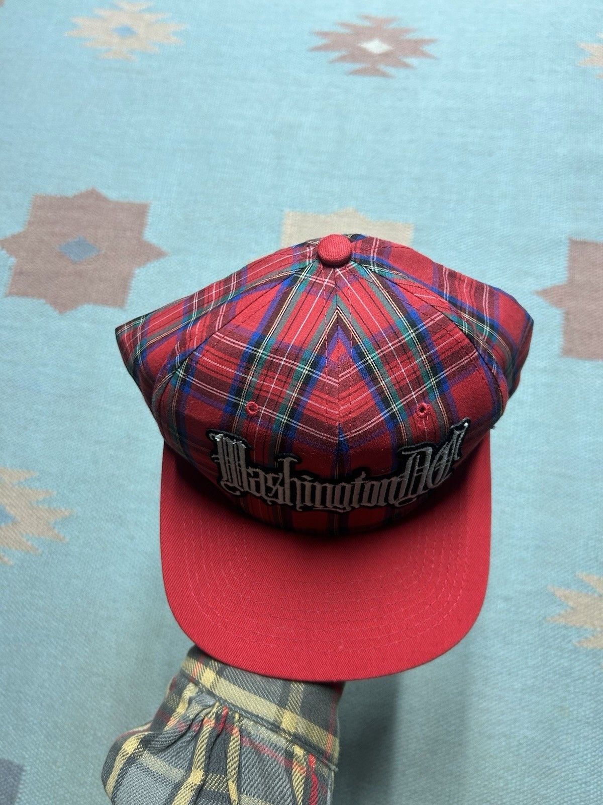 Vintage Vintage SnapBack hat Washington DC plaid embroidered red Size ONE SIZE - 3 Thumbnail