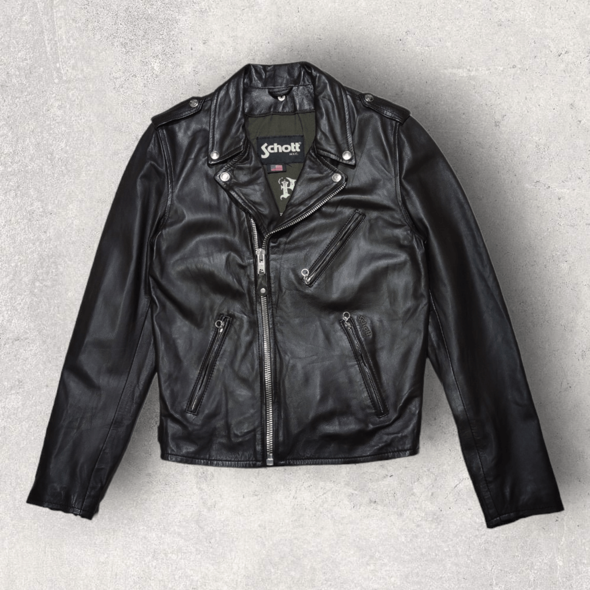 Schott NYC Men's LC1140 Leather Biker Jacket