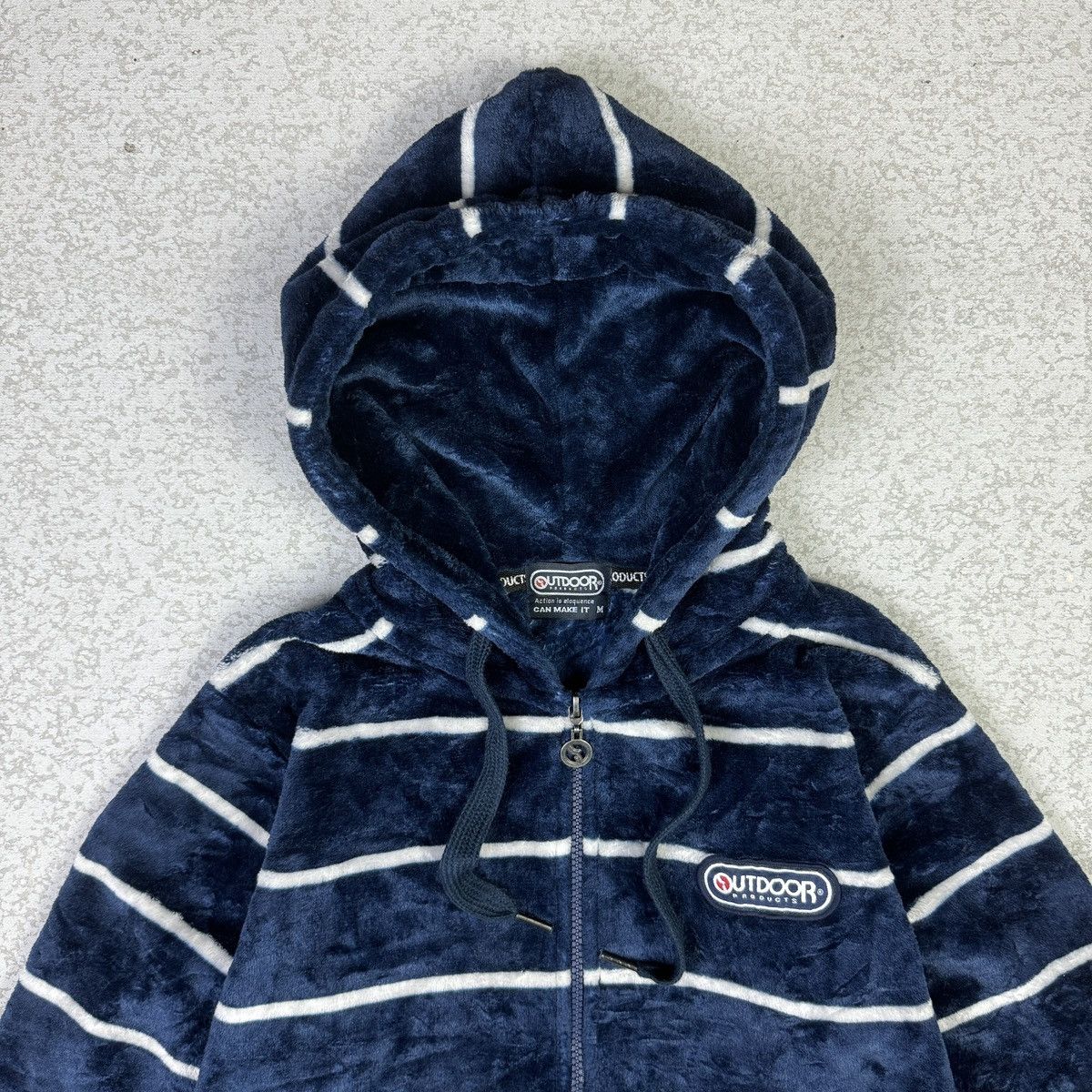Japanese Brand Outdoor Products Stripe Matted Fleece Hooded Sweater Size US M / EU 48-50 / 2 - 3 Thumbnail