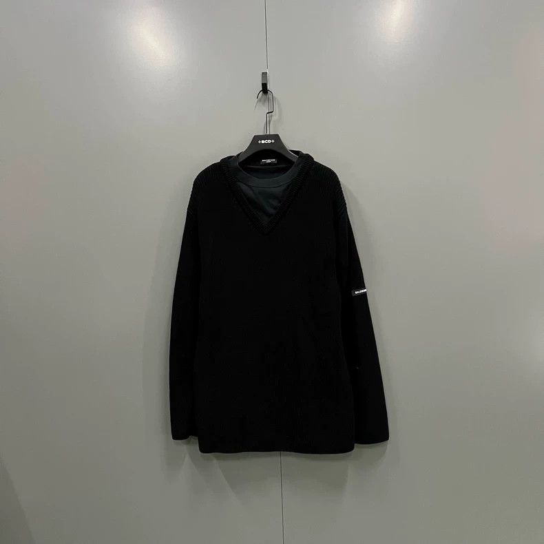 Balenciaga Balenciaga Patchwork Layered Long Sleeve Sweater Size US L / EU 52-54 / 3 - 1 Thumbnail