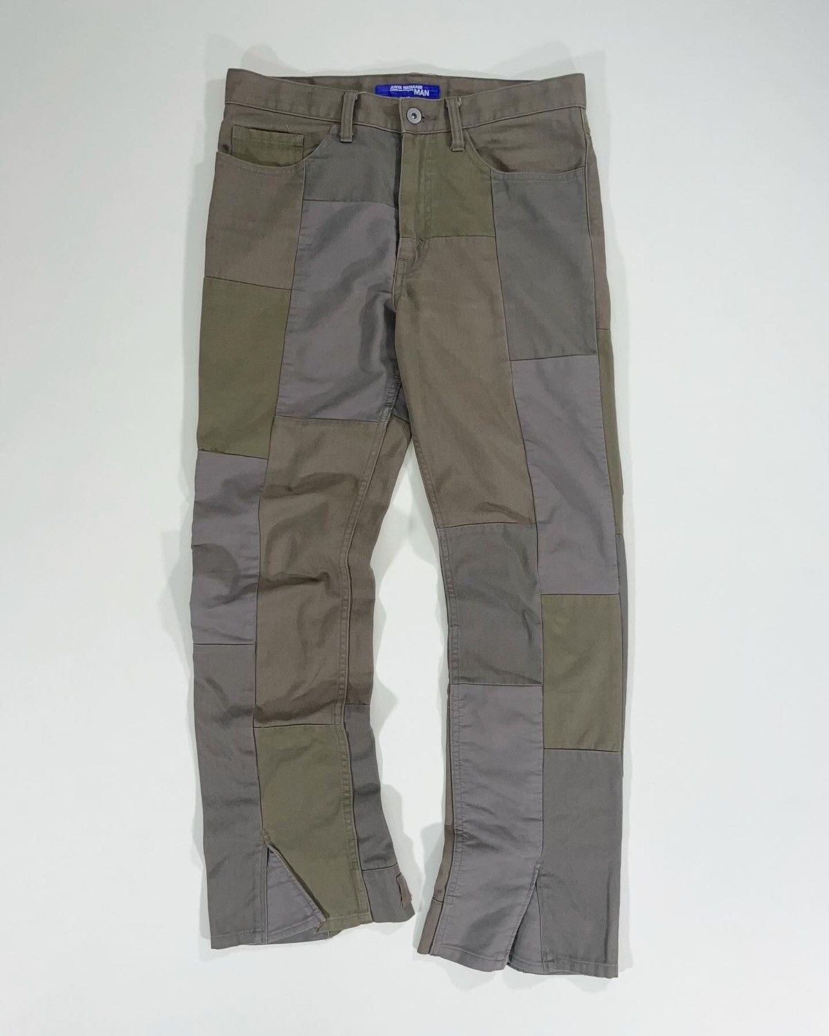 image of Comme Des Garcons x Junya Watanabe Ad2006 Patchwork Flare Pants in Olive, Men's (Size 31)