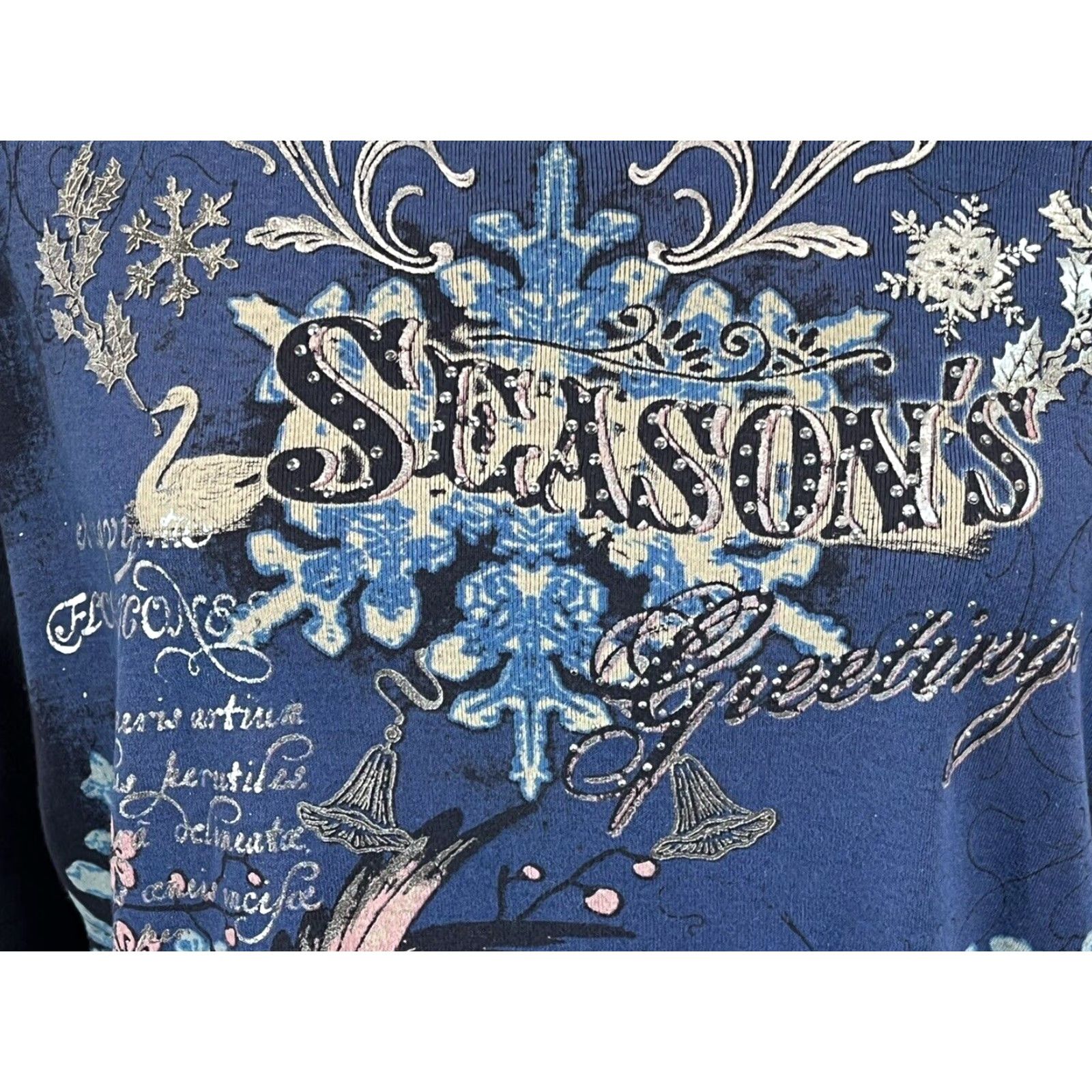Vintage VINTAGE Merry & Bright Christmas Long Sleeve Shirt Women's XL Blue Size XL / US 12-14 / IT 48-50 - 5 Thumbnail