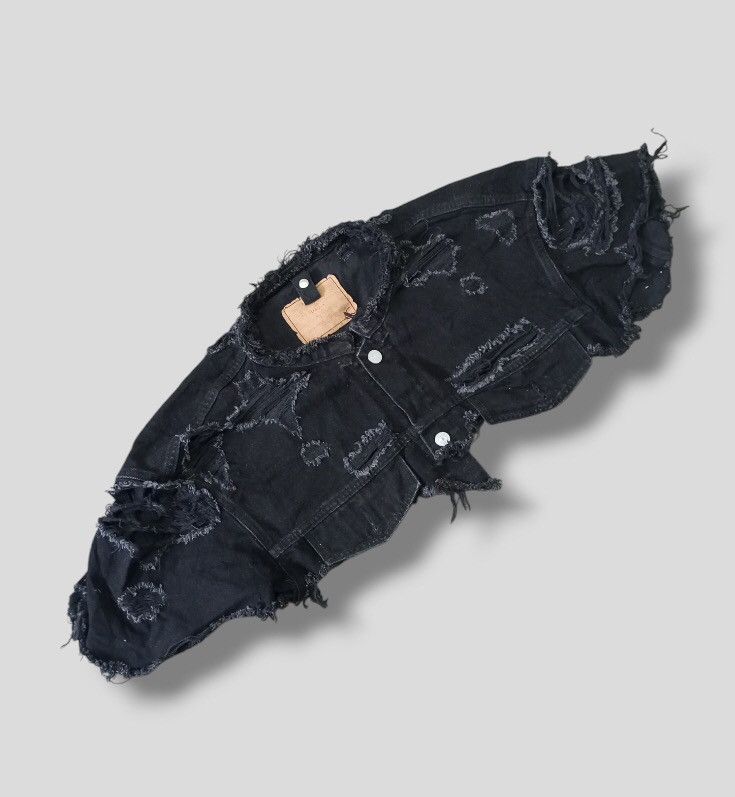 Japanese Brand RARE🟢A06 RNA Slang Punk Distressed Denim Ponco Size US M / EU 48-50 / 2 - 1 Thumbnail