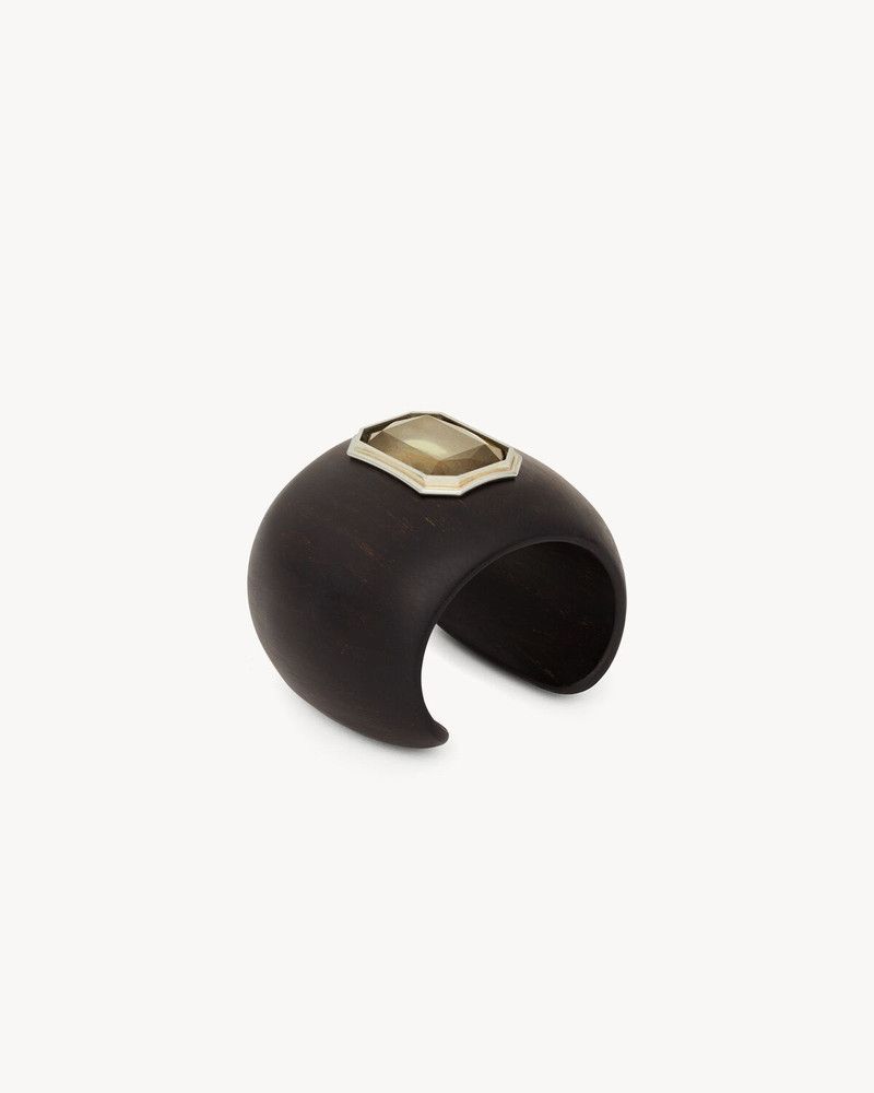 Saint Laurent Paris o1bcso1str0226 Size:S/Crystal Cuff In Bamboo in Black Size ONE SIZE - 1 Thumbnail