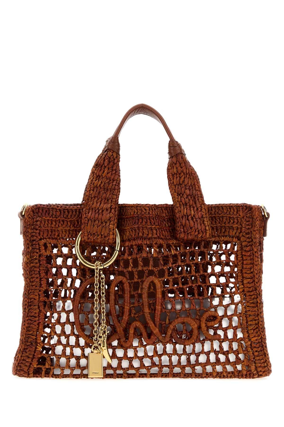 Chloe Caramel Raffia Summer Banana Shopping Bag Size ONE SIZE - 1 Thumbnail