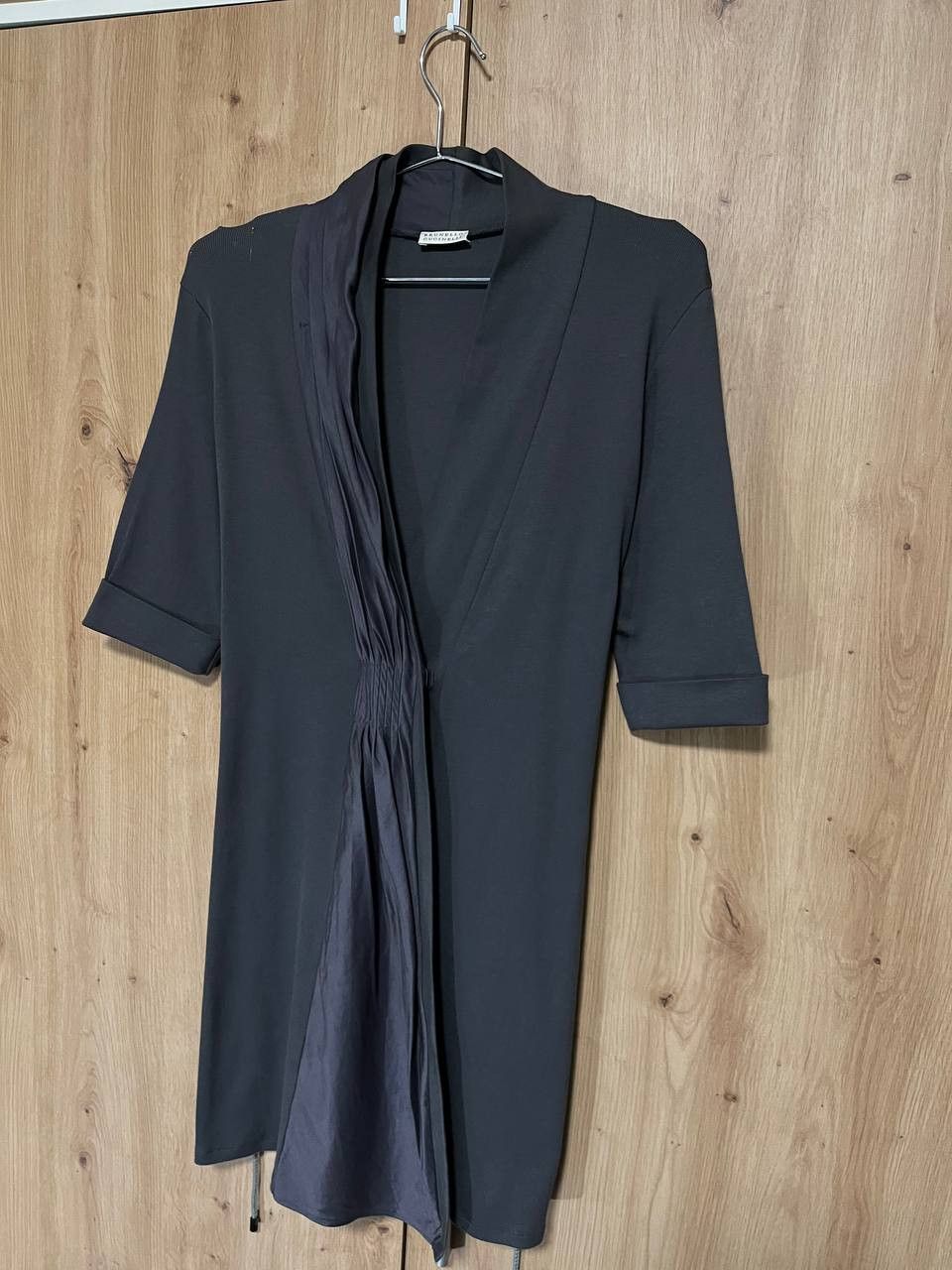 Brunello Cucinelli Brunello Cucinelli Gray Cotton Short Sleeve Top Midi Dress Size L / US 10 / IT 46 - 1 Thumbnail