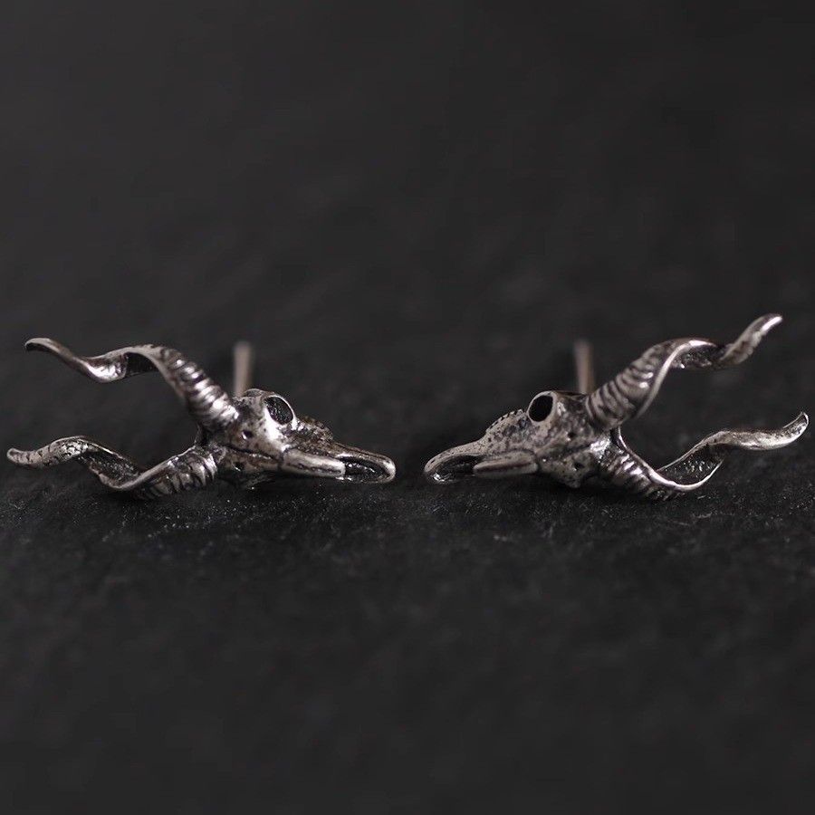 Jewelry Goat Demon New Design 925 Earrings One Pairs Chrome Jewelry Size ONE SIZE - 2 Thumbnail