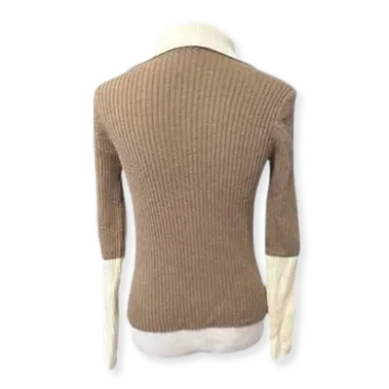 Other Long Sleeve Sweater Quarter Zip Drop Shoulder Beige Brown M Size M / US 6-8 / IT 42-44 - 4 Thumbnail