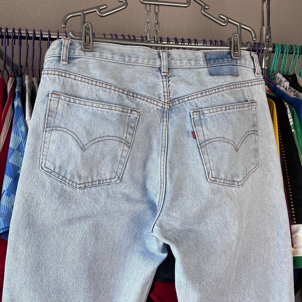 Levi's 90s Levis 501 Button Fly Blue Denim Pants Made in USA Size US 38 / EU 54 - 2 Thumbnail