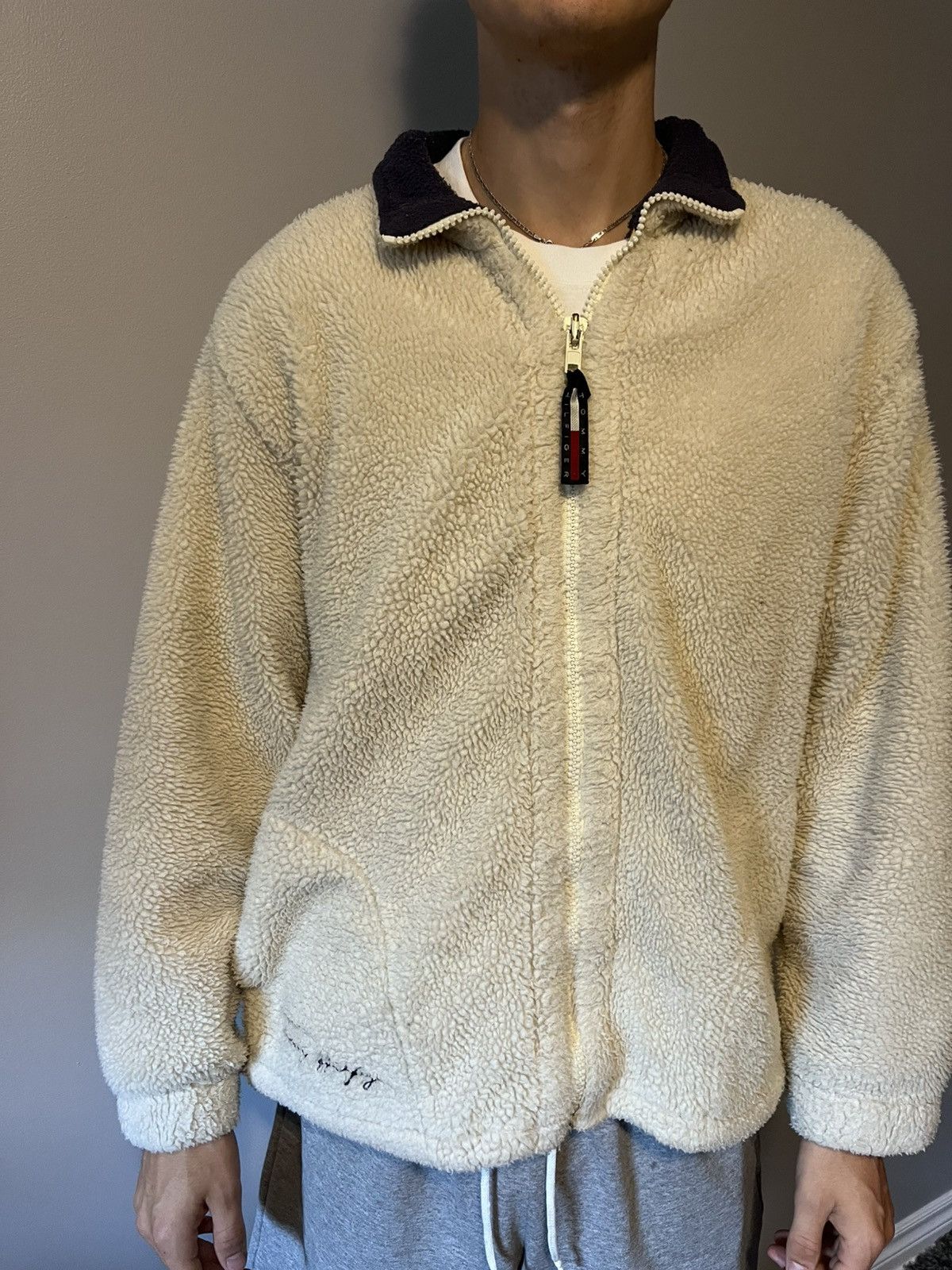 Tommy Hilfiger Vintage Tommy Hilfiger Sherpa Big Flag Fleece Zip Up Sweater Size US M / EU 48-50 / 2 - 2 Thumbnail