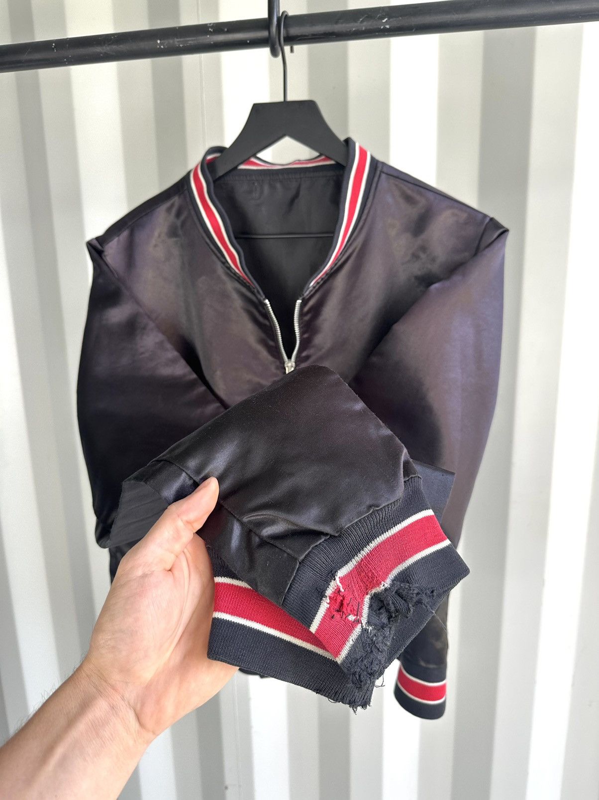 Vintage 80’s Silky Jacket Thrashed Faded Grunge Size US L / EU 52-54 / 3 - 3 Thumbnail