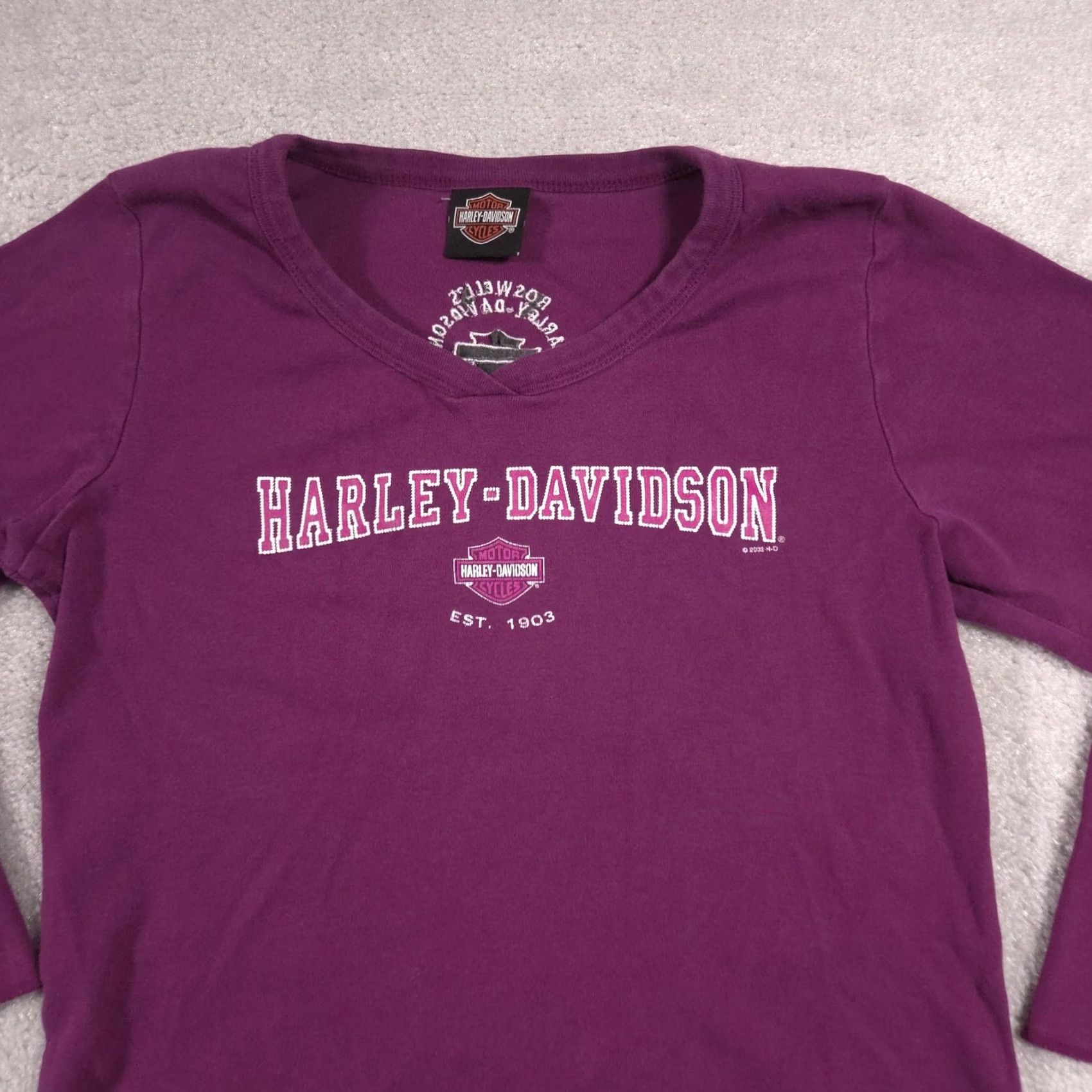 Harley Davidson VINTAGE Harley-Davidson Shirt Womens Medium Purple Nashville 3/4 Sleeve Top Size M / US 6-8 / IT 42-44 - 3 Thumbnail