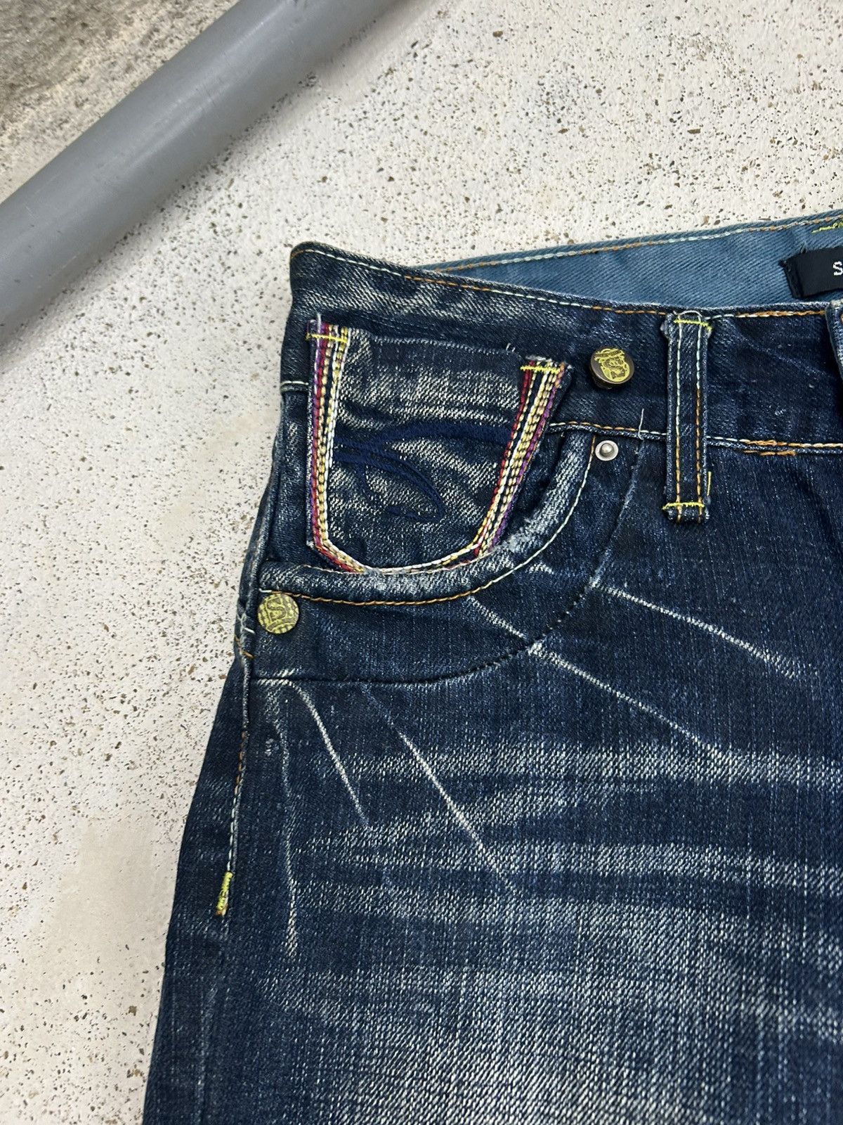 If Six Was Nine Super Flare Swell N Denim Japan Mud Washed Whisker Low Rise Size US 31 - 9 Thumbnail