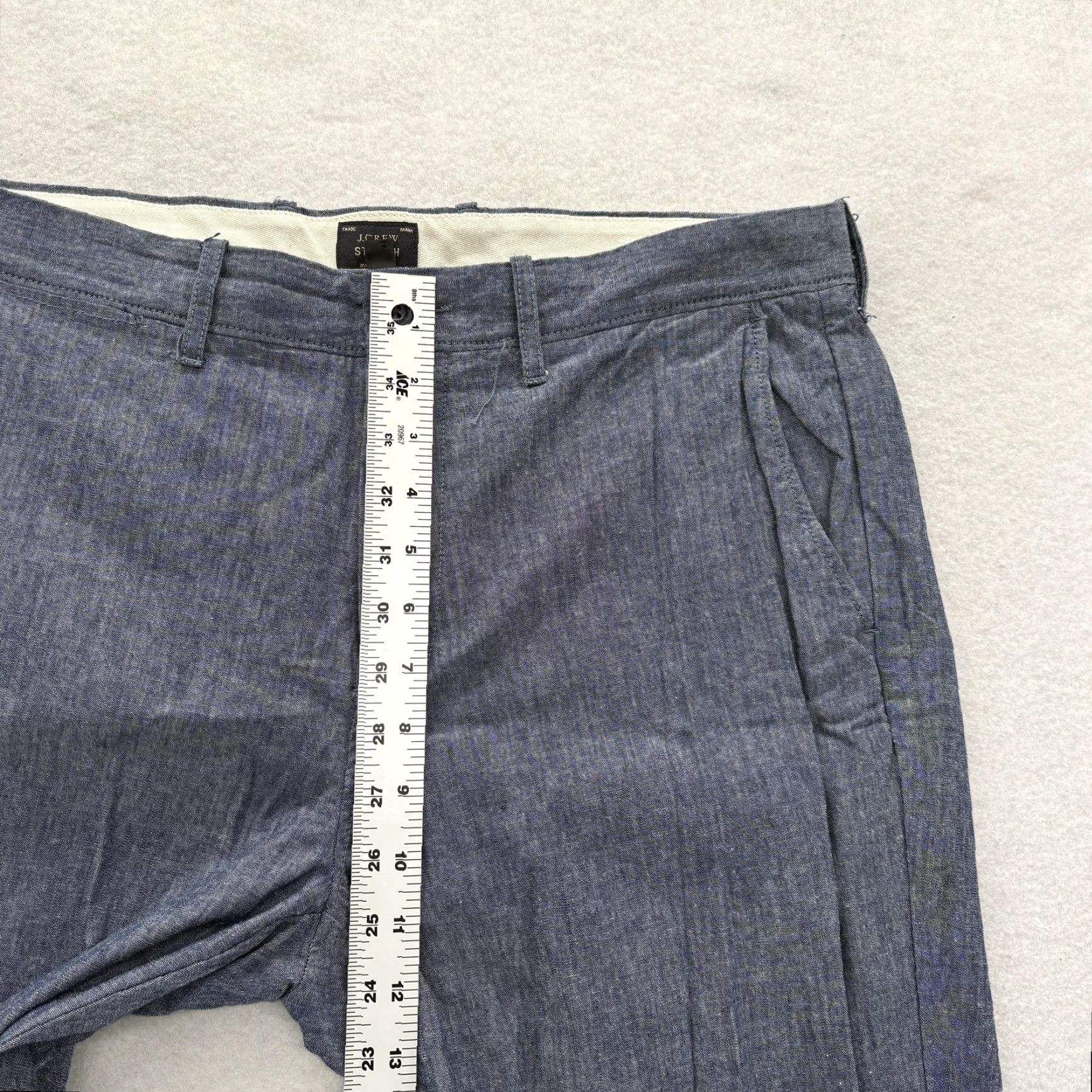 J.Crew VINTAGE J.CREW 770 Pants Mens 33x32 Blue Stretch Chambray Chino Straight Leg Preppy Camp Size US 33 - 7 Thumbnail