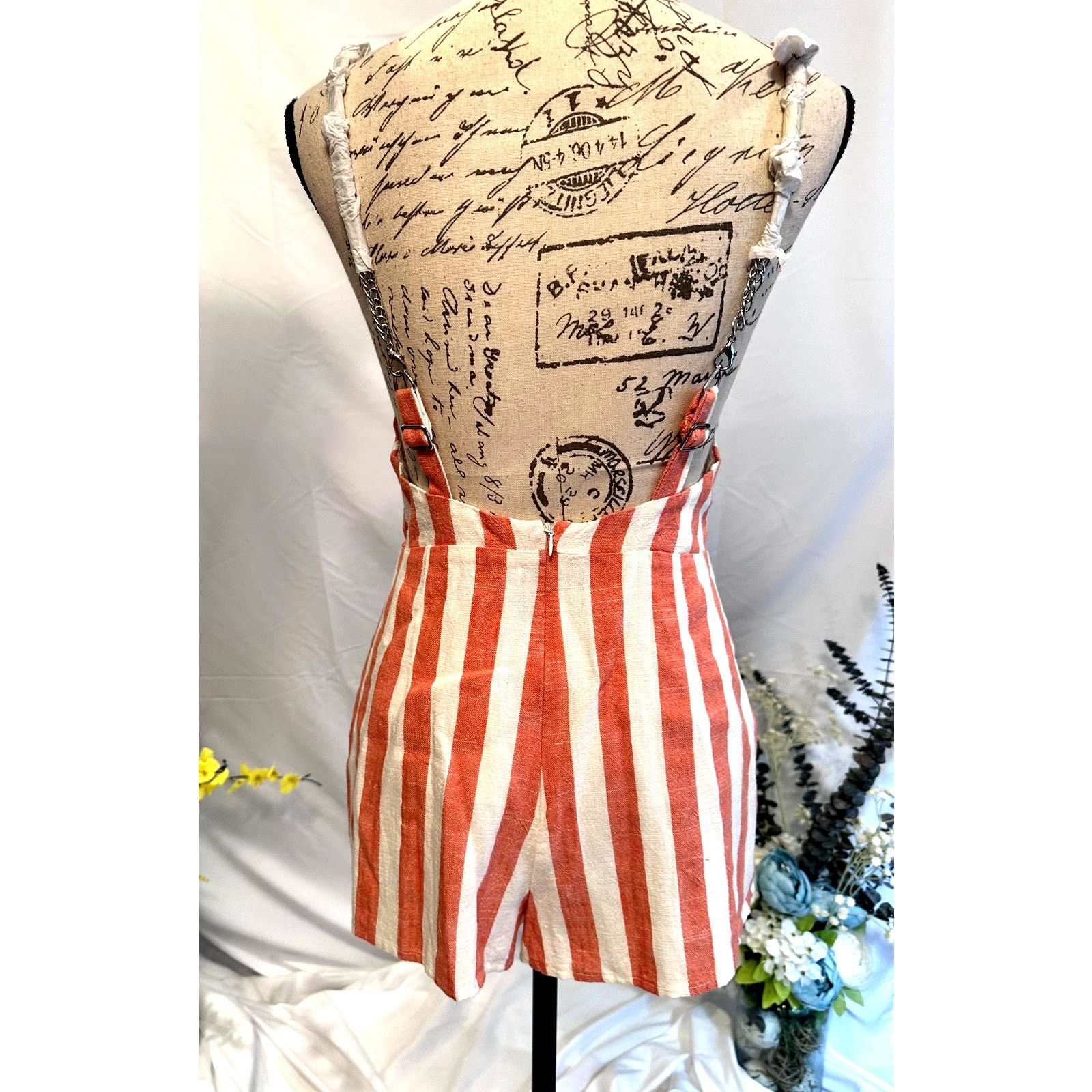 Other Millau Linen Romper Fully Lined Chain Straps Chain Accents S Size 28" / US 6 / IT 42 - 10 Thumbnail