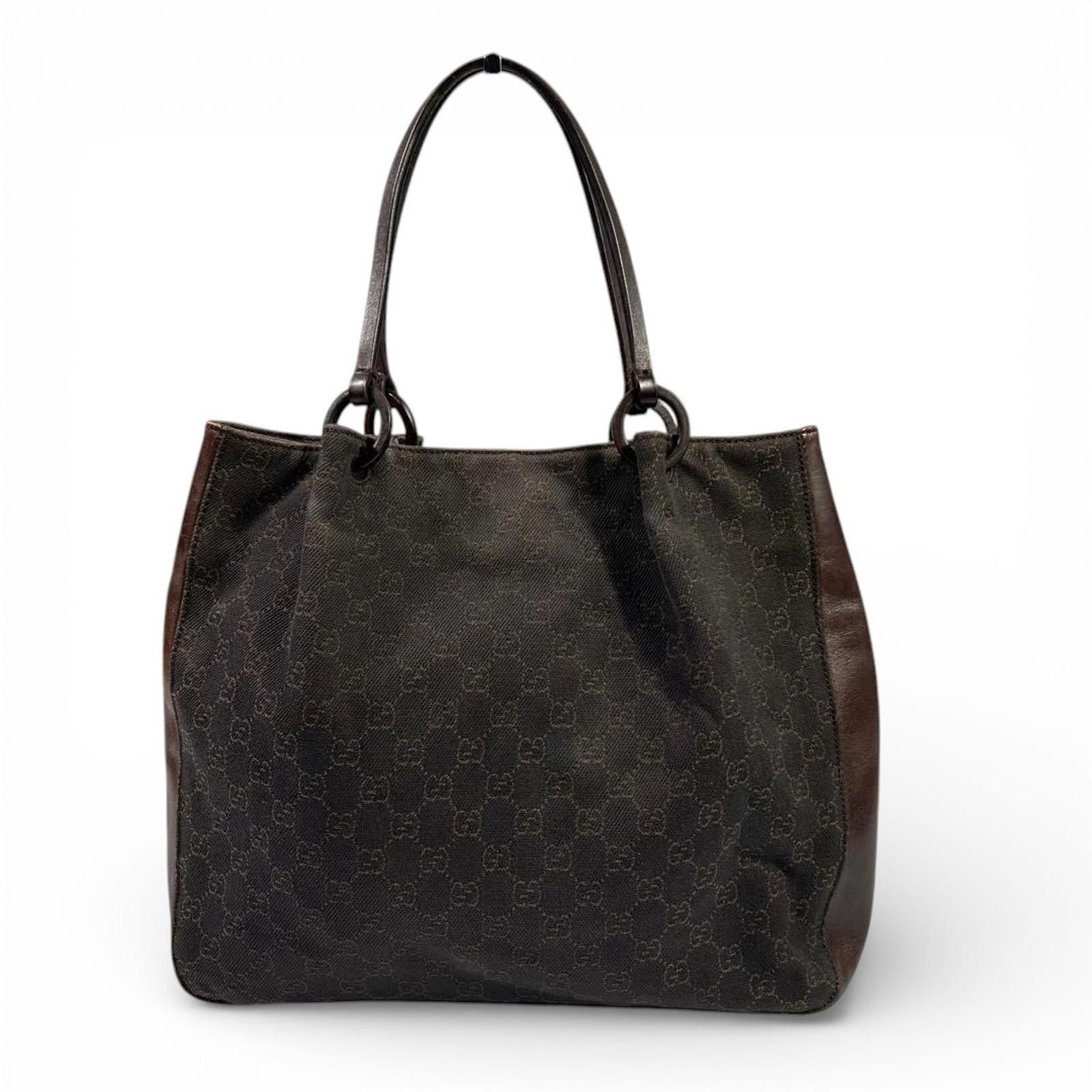 Gucci Gucci - Classic GG Canvas Brown Leather Tote Bag Size ONE SIZE - 2 Thumbnail