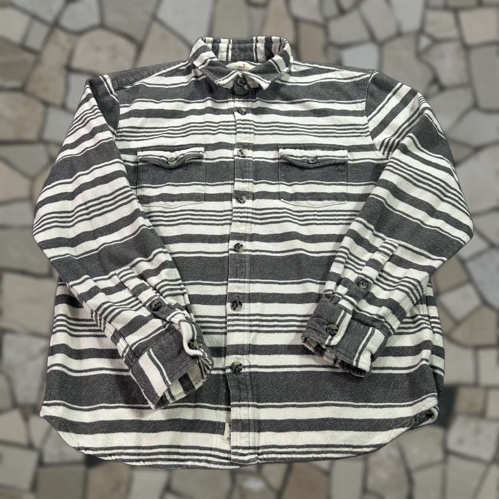 Marine Layer Marine Layer Shirt Mens Large Gray Striped Flannel Cotton Button Front Pockets Size US L / EU 52-54 / 3 - 1 Thumbnail