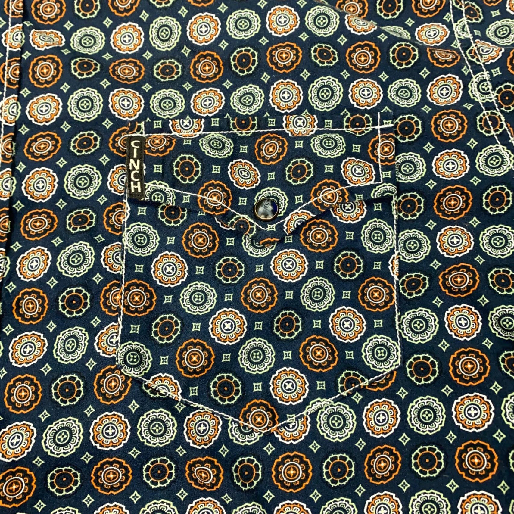 Vintage Cinch Western Shirt Geometric Print Blue Long Sleeve Pearl Snap Mens Large Pockets - Cotton, Button-Up, Casual Casualwear Size US L / EU 52-54 / 3 - 3 Thumbnail