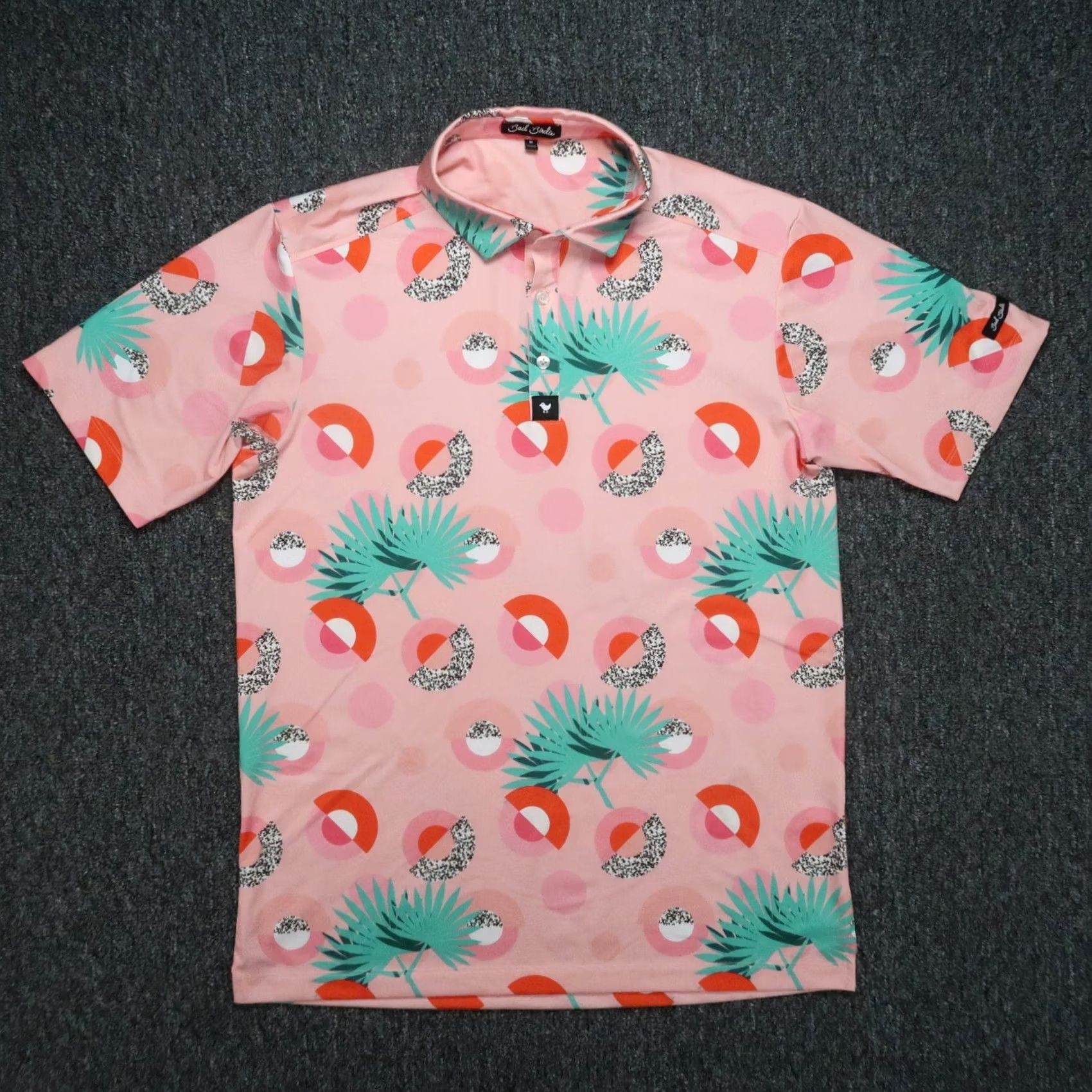 Vintage Bad Birdie Shirt Mens Medium Pink Abstract Floral Performance Polo Size US M / EU 48-50 / 2 - 2 Thumbnail