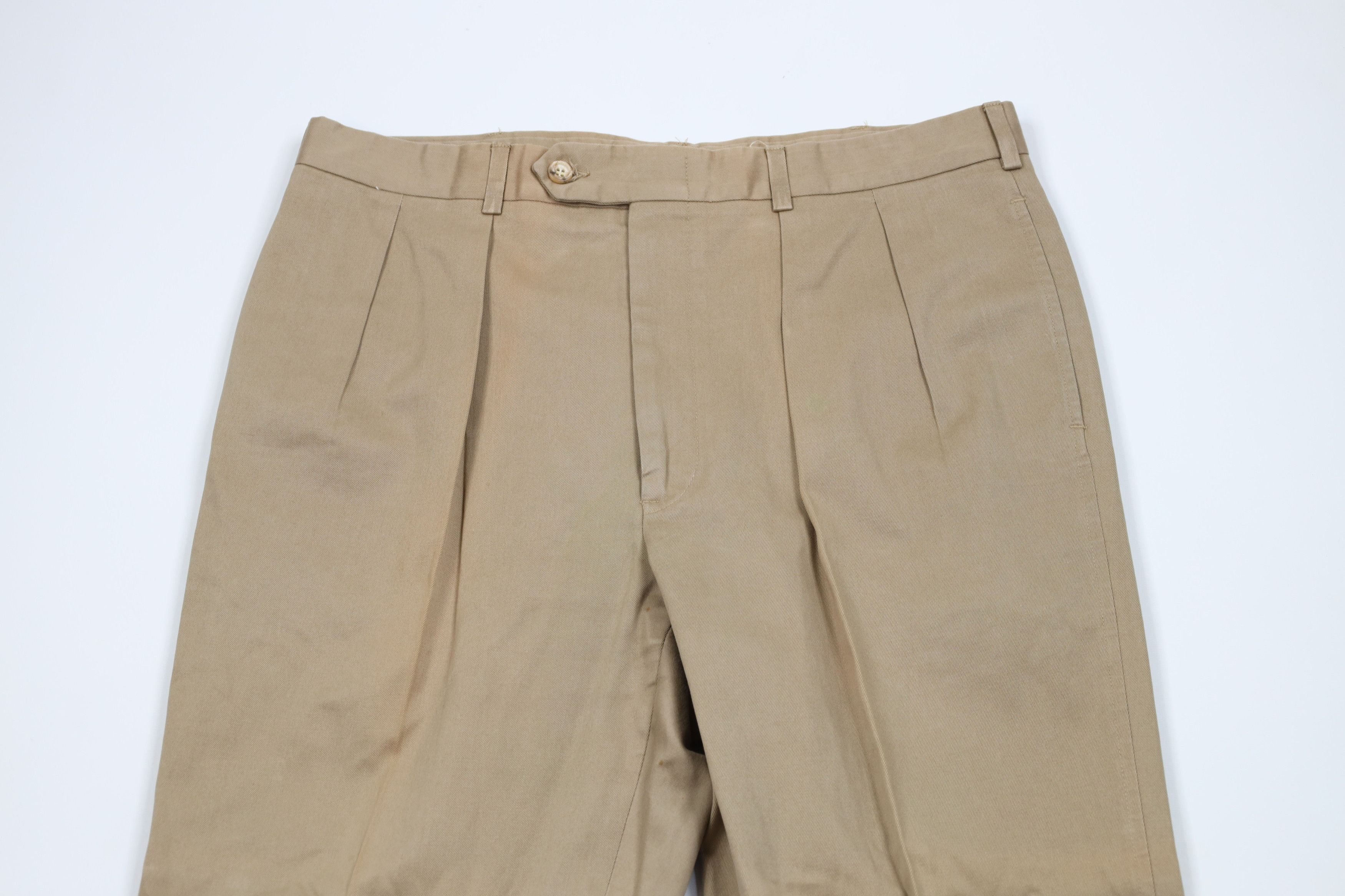 Lands' End Vintage 70s Lands End Pleated Wide Leg Chino Pants Beige USA Size US 36 / EU 52 - 2 Thumbnail