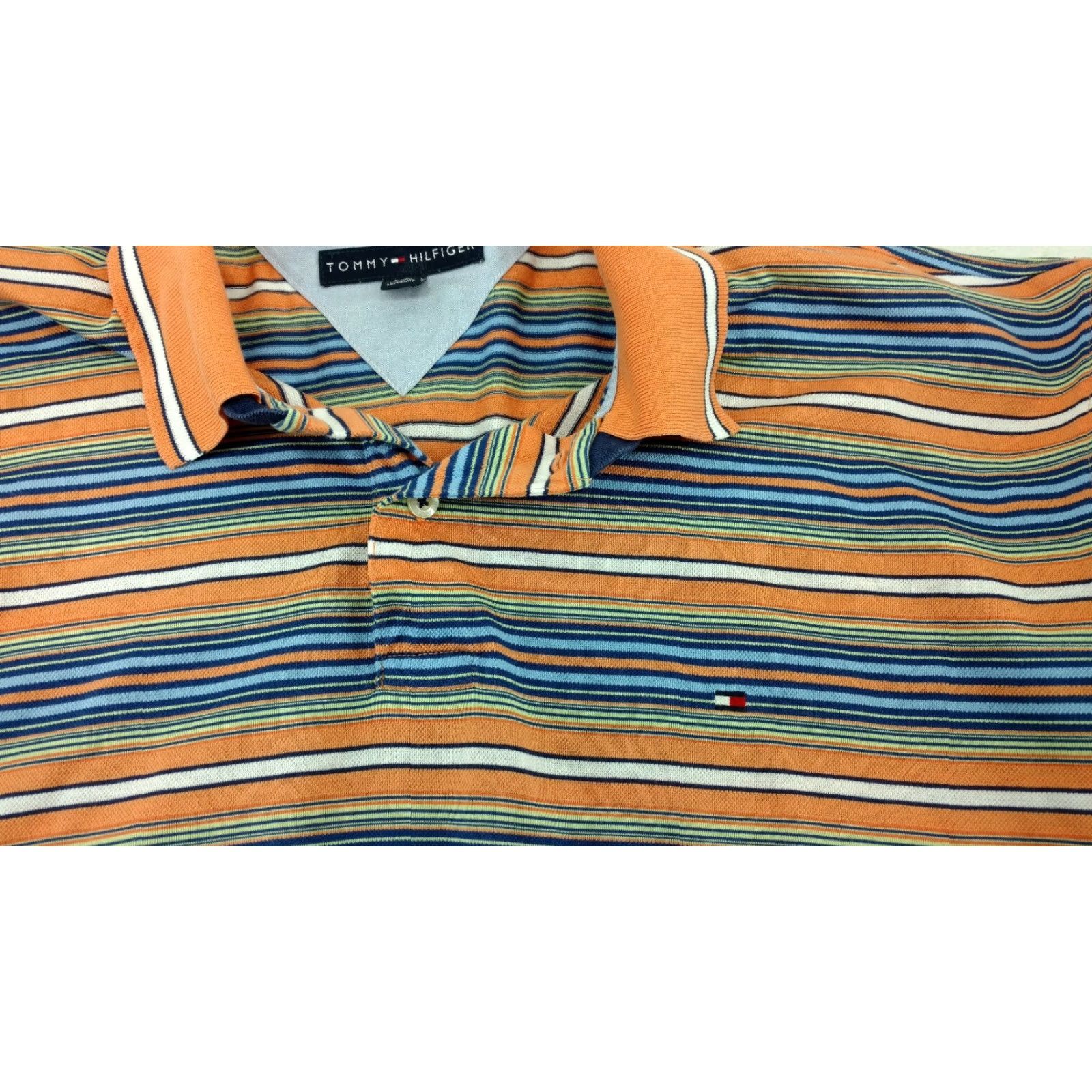 Tommy Hilfiger Tommy Hilfiger Polo Shirt Striped Orange Large Mens Casual Vintage Shirt Size US L / EU 52-54 / 3 - 8 Thumbnail