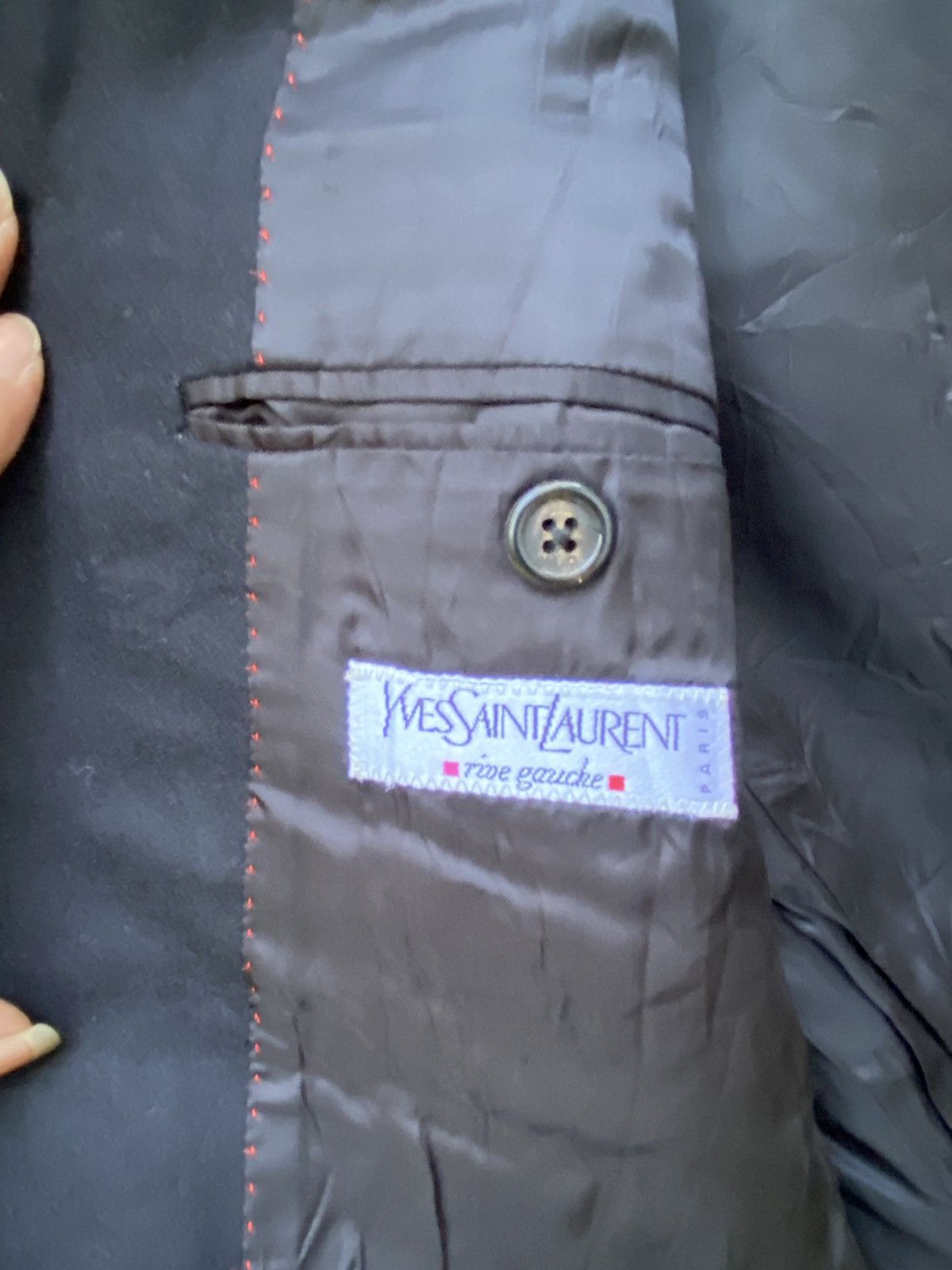 Yves Saint Laurent ✨Yves Saint Laurent YSL Buttons Wool Navy Blue Blazer Men's Size 42R - 5 Thumbnail