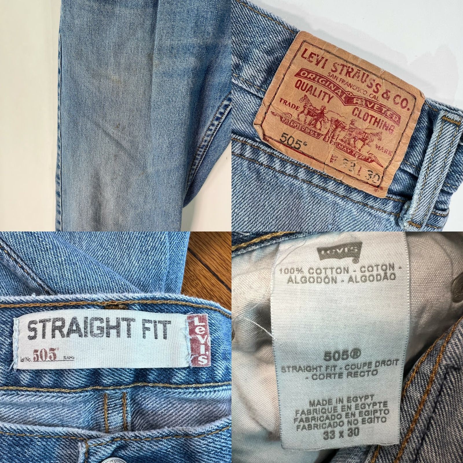 Levi's Levi's 505 Jeans Mens Straight Denim Blue 33X30 Regular 5-Pocket Zipper Button Belt Loops Belt Loops 100% Cotton Stretch Modern Daywear Size US 33 - 8 Thumbnail