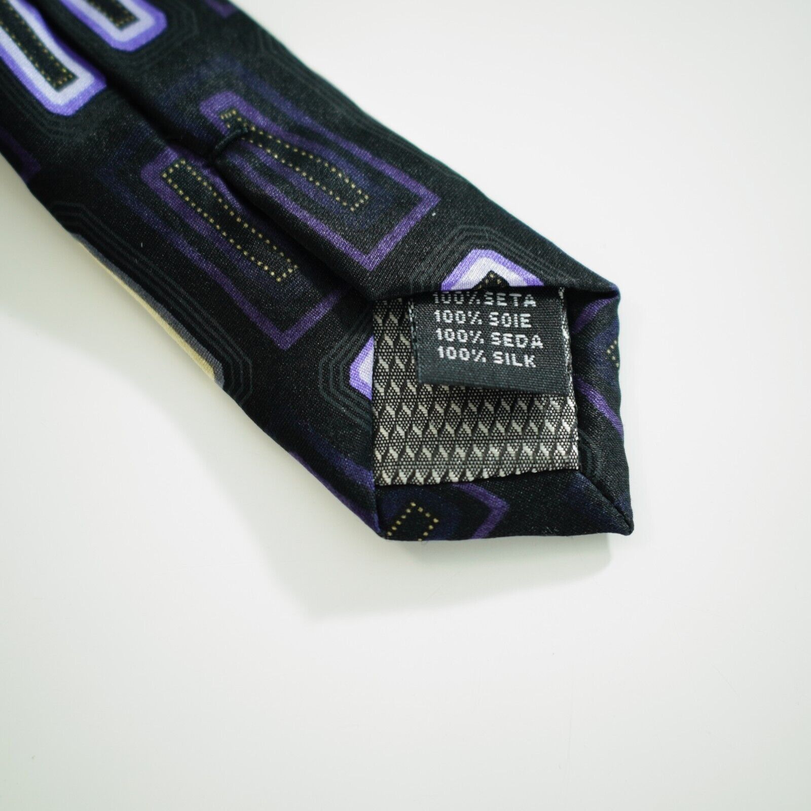 Alexander Julian Alexander Julian Gray Purple Yellow Geometric Print Silk Ti Size ONE SIZE - 4 Thumbnail