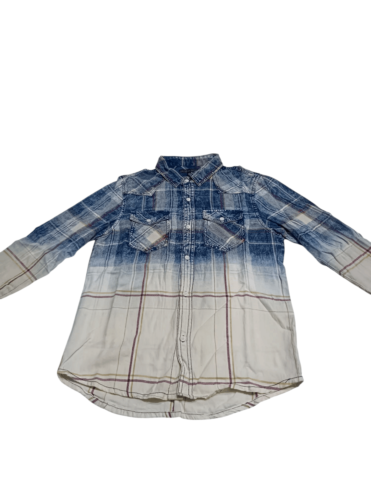 In The Attic × Japanese Brand In The Attic Indigo Dyed Gradient Check Long Sleeve Shirt Size US M / EU 48-50 / 2 - 4 Thumbnail