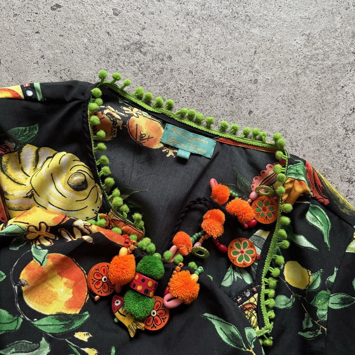 Other Antica Sartoria Womens Black Floral Fruit Print Blouse Top Size S / US 4 / IT 40 - 6 Thumbnail