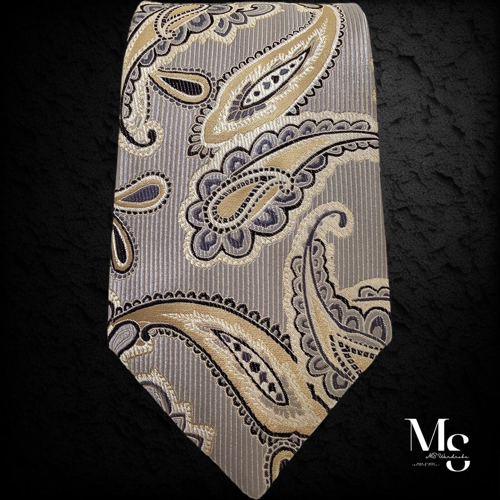 Other ORVIETO Beige Paisley Silk Tie W: 3.4" EX COND Size ONE SIZE - 5 Thumbnail