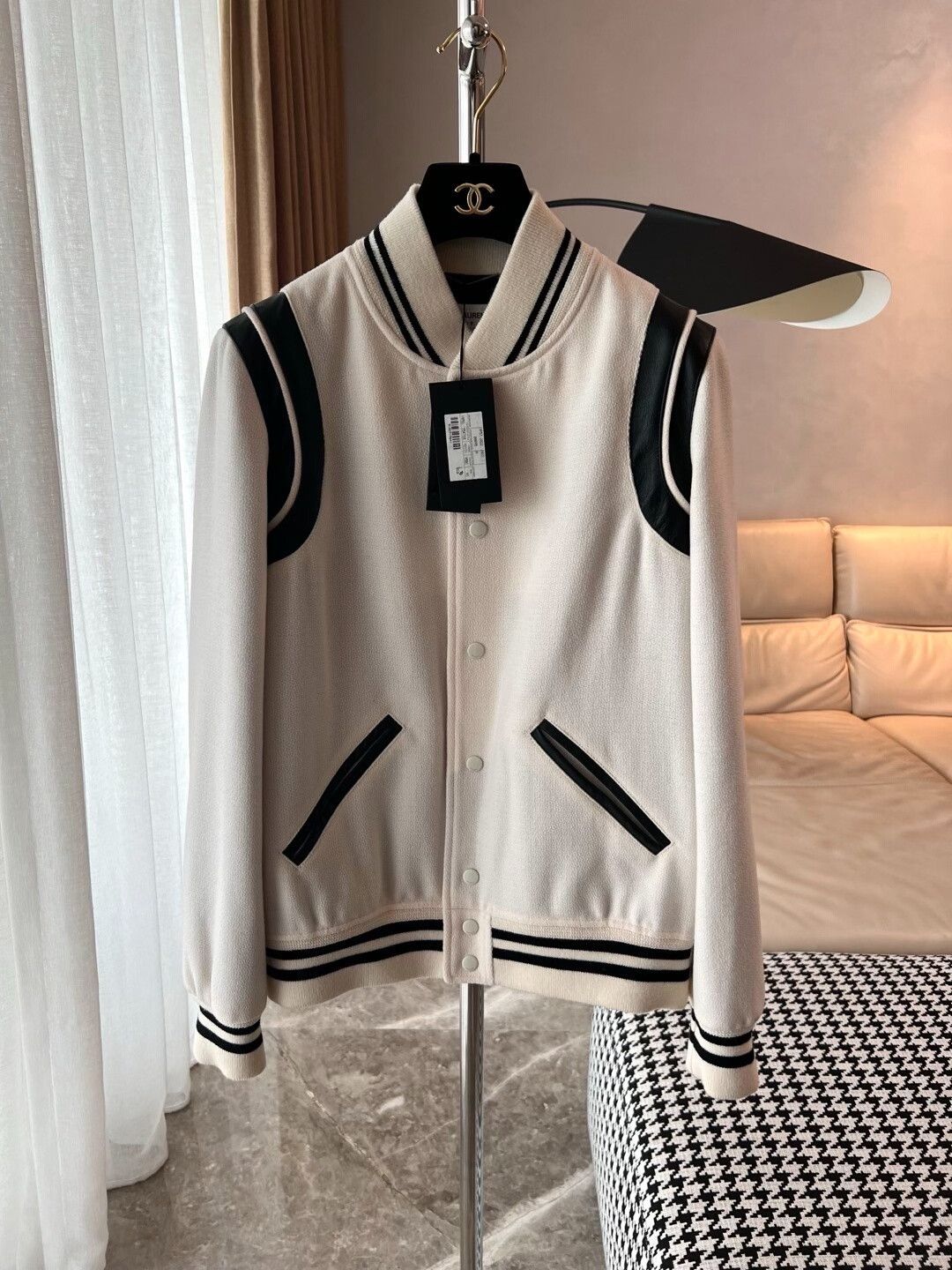 Yves Saint Laurent YSL Classic White Varsity Jacket Size US M / EU 48-50 / 2 - 1 Thumbnail