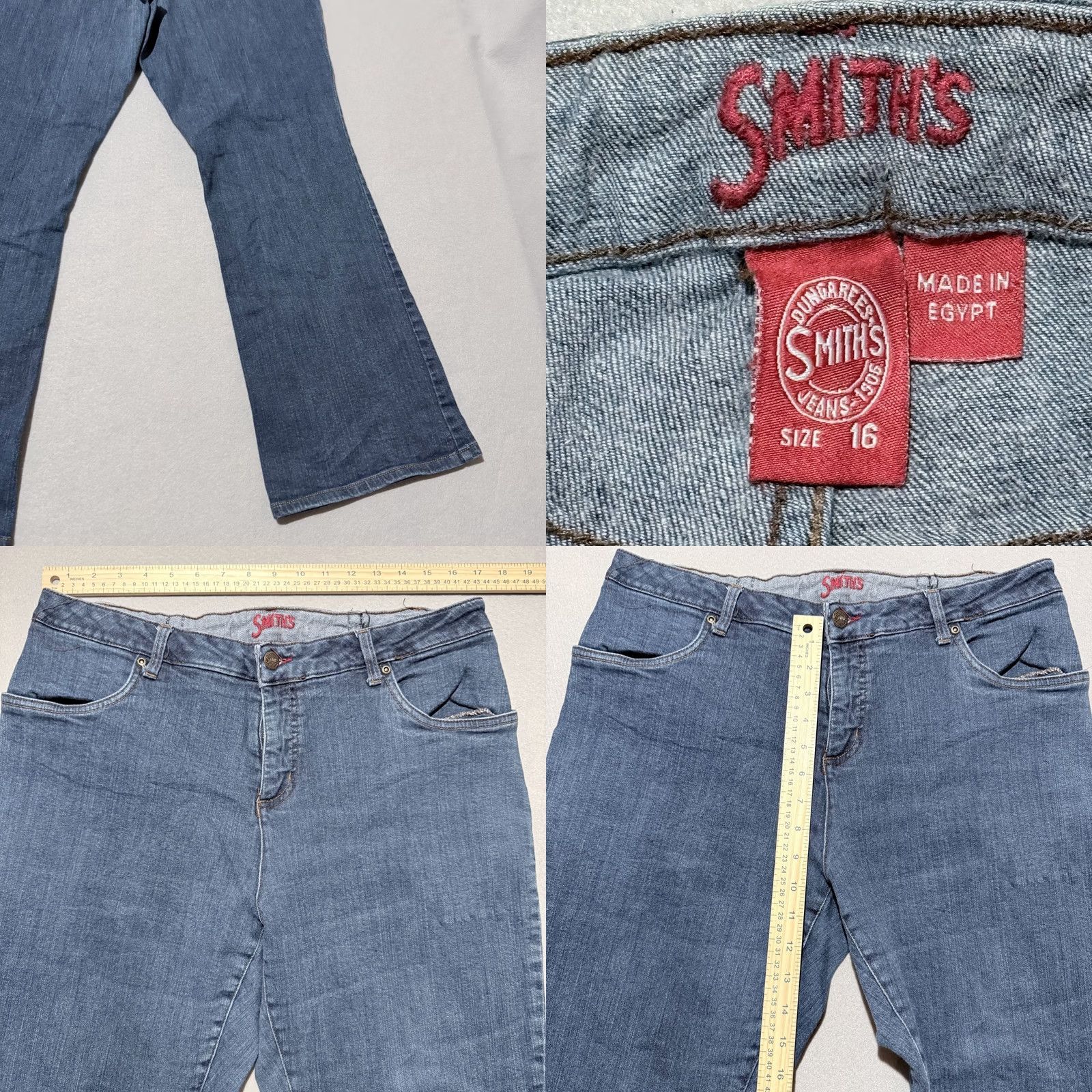 Vintage Smith's Bootcut Jeans Women's Blue Denim Dark Wash Mid-Rise Slim Fit - 16 Size 38" / US 16 / IT 52 - 8 Thumbnail