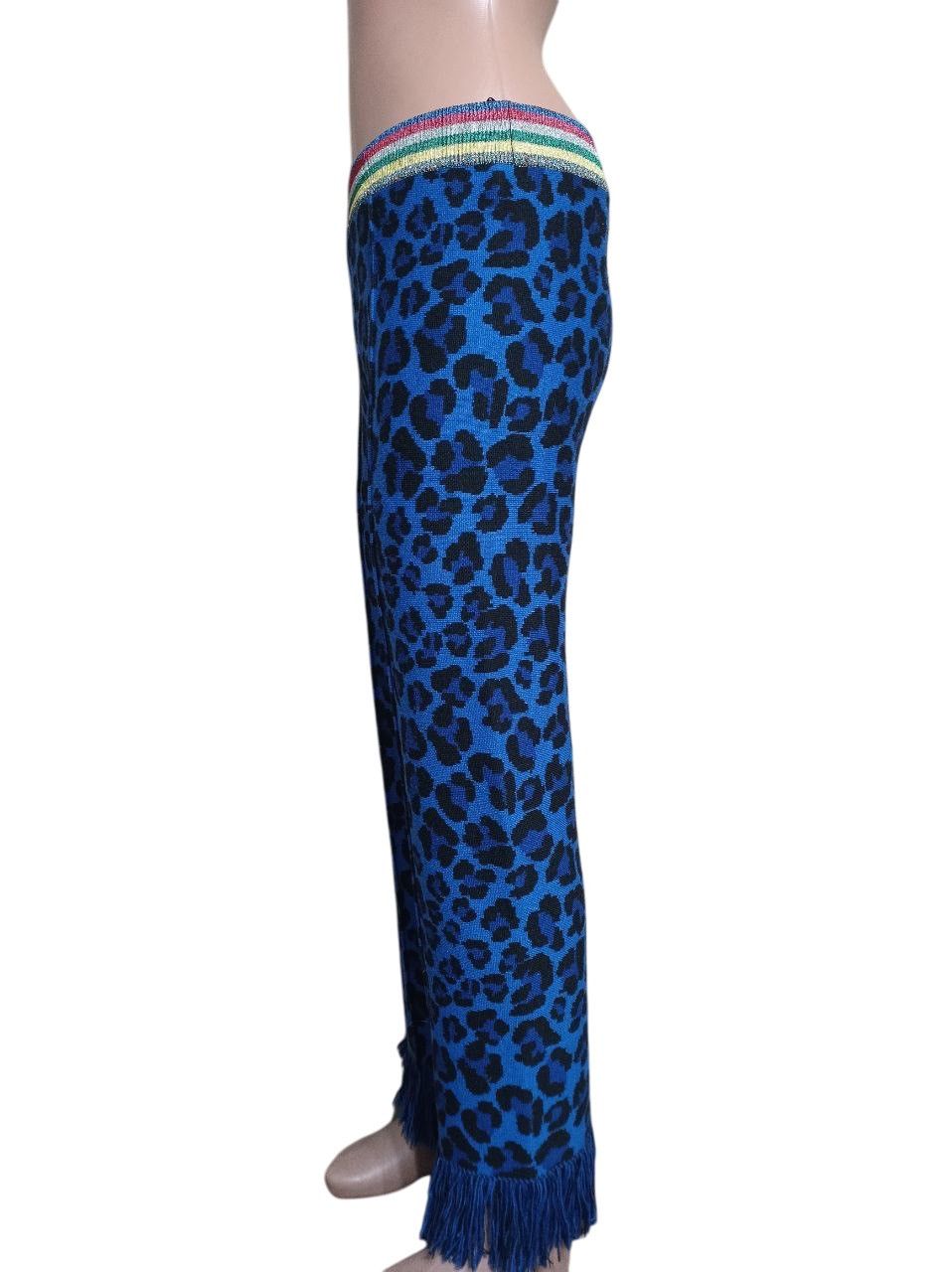 Alanui ALANUI Virgin Wool Blue Leopard Print Pants Sz XS Size 25" / US 0 / IT 36 - 3 Thumbnail