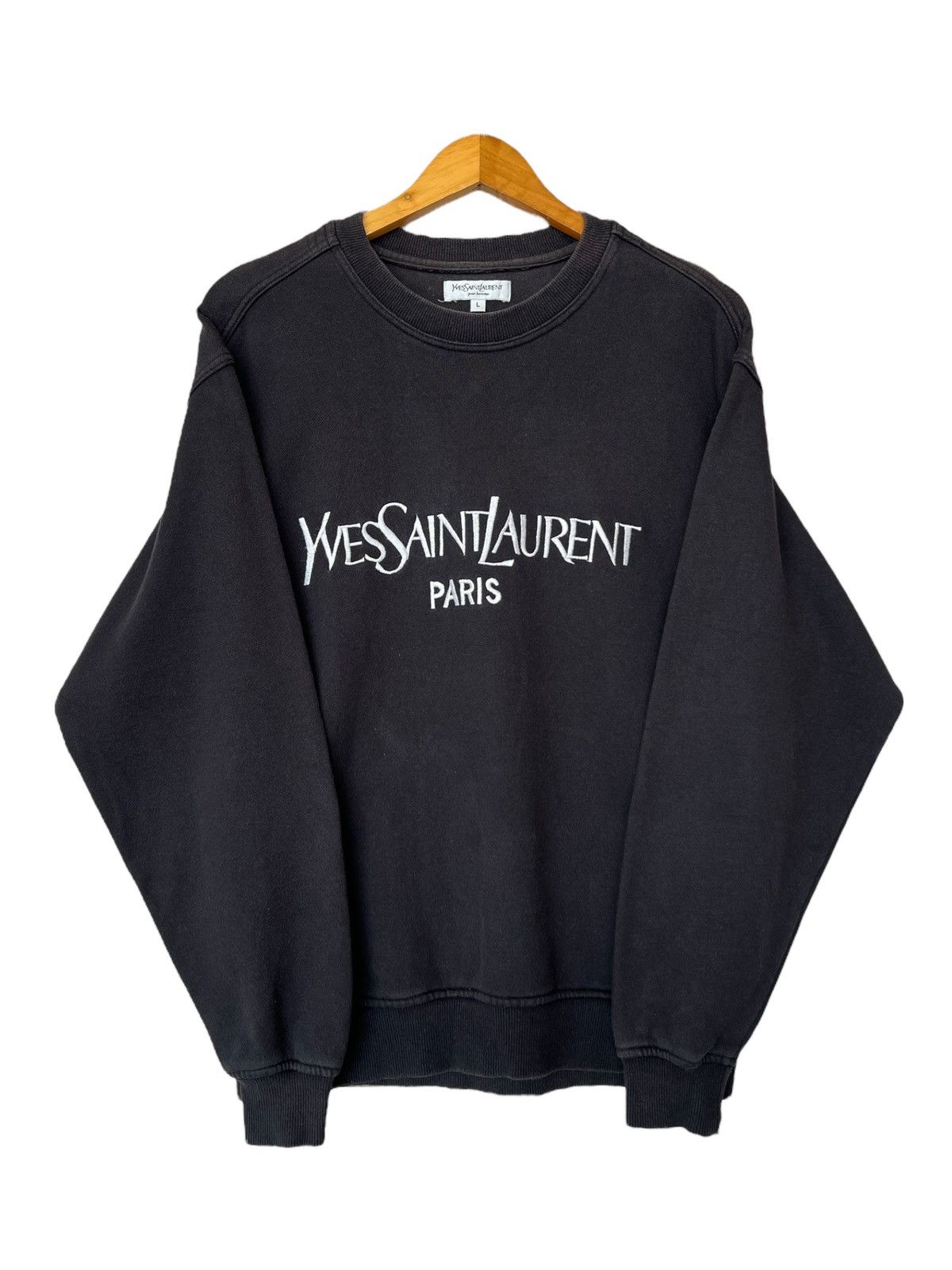 YSL Yves Saint Laurent Spellout Embroidered Black Sweatshirt
