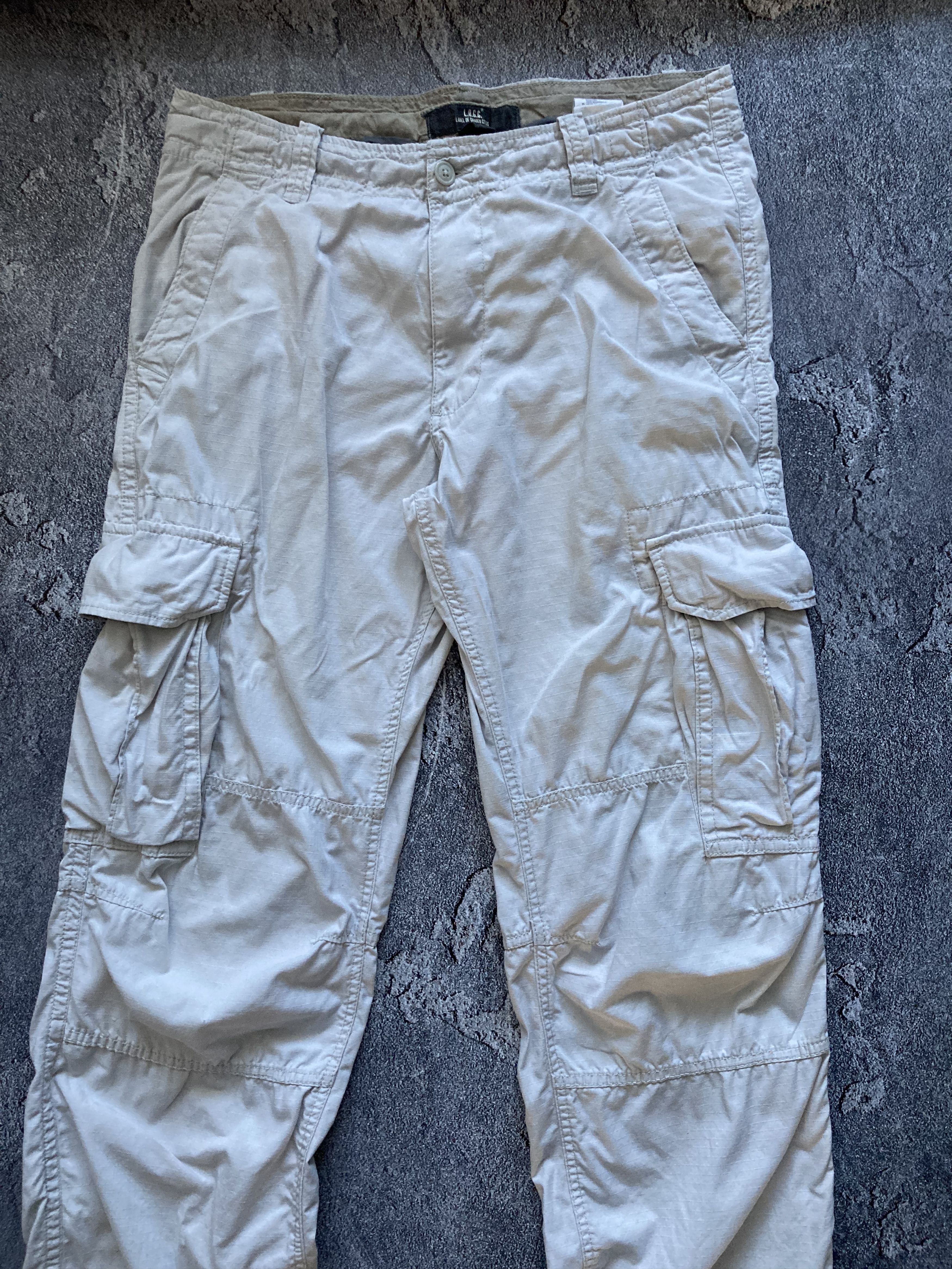 20471120 Cargo multipocket Y2K white wide pants with drawstrings Size US 34 / EU 50 - 4 Thumbnail