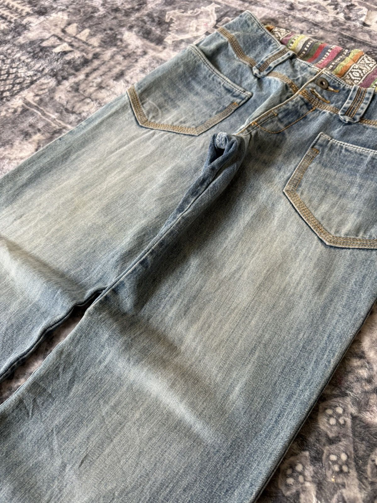 Japanese Brand Kooks & Phellica Flared Tribal Waist Skull Emblem Jeans Size US 28 / EU 44 - 7 Thumbnail