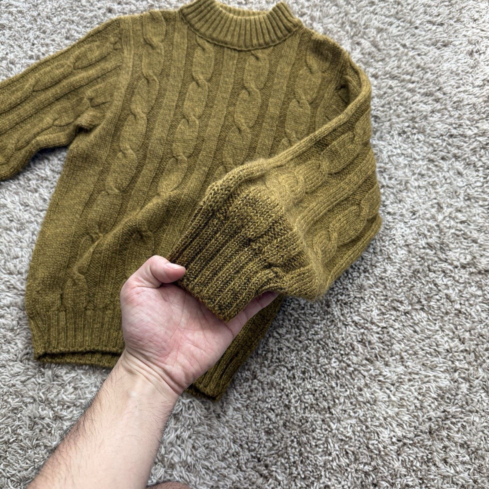 Vintage Vintage Towne And King Cable Knit Wool Sweater Green Brown M Size US M / EU 48-50 / 2 - 2 Thumbnail