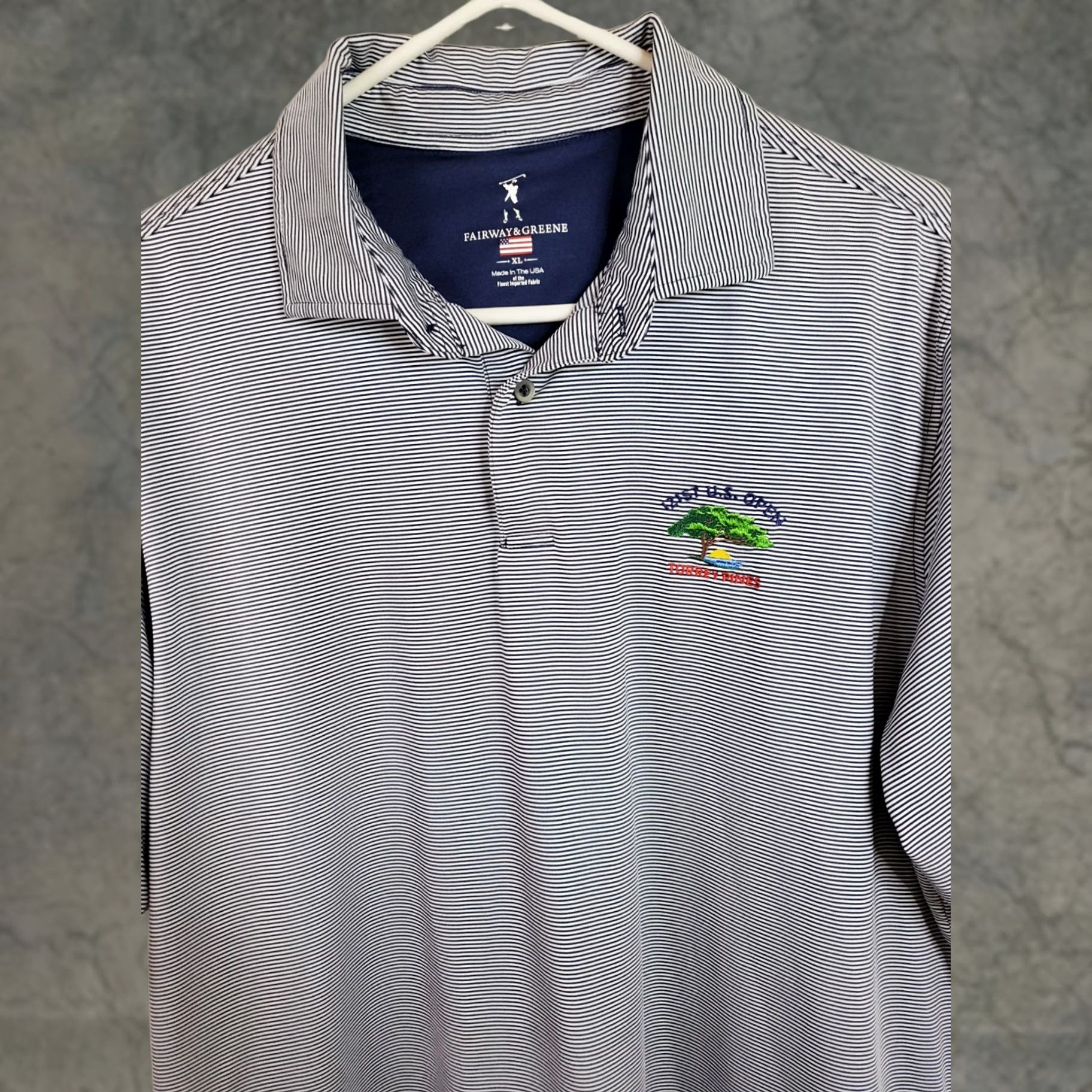 Vintage VINTAGE? No — Fairway & Greene Shirt Polo XL Blue Striped 121st US Open Golf Torrey Pines Mens XL Blue Striped Polo Shirt Size US XL / EU 56 / 4 - 1 Thumbnail