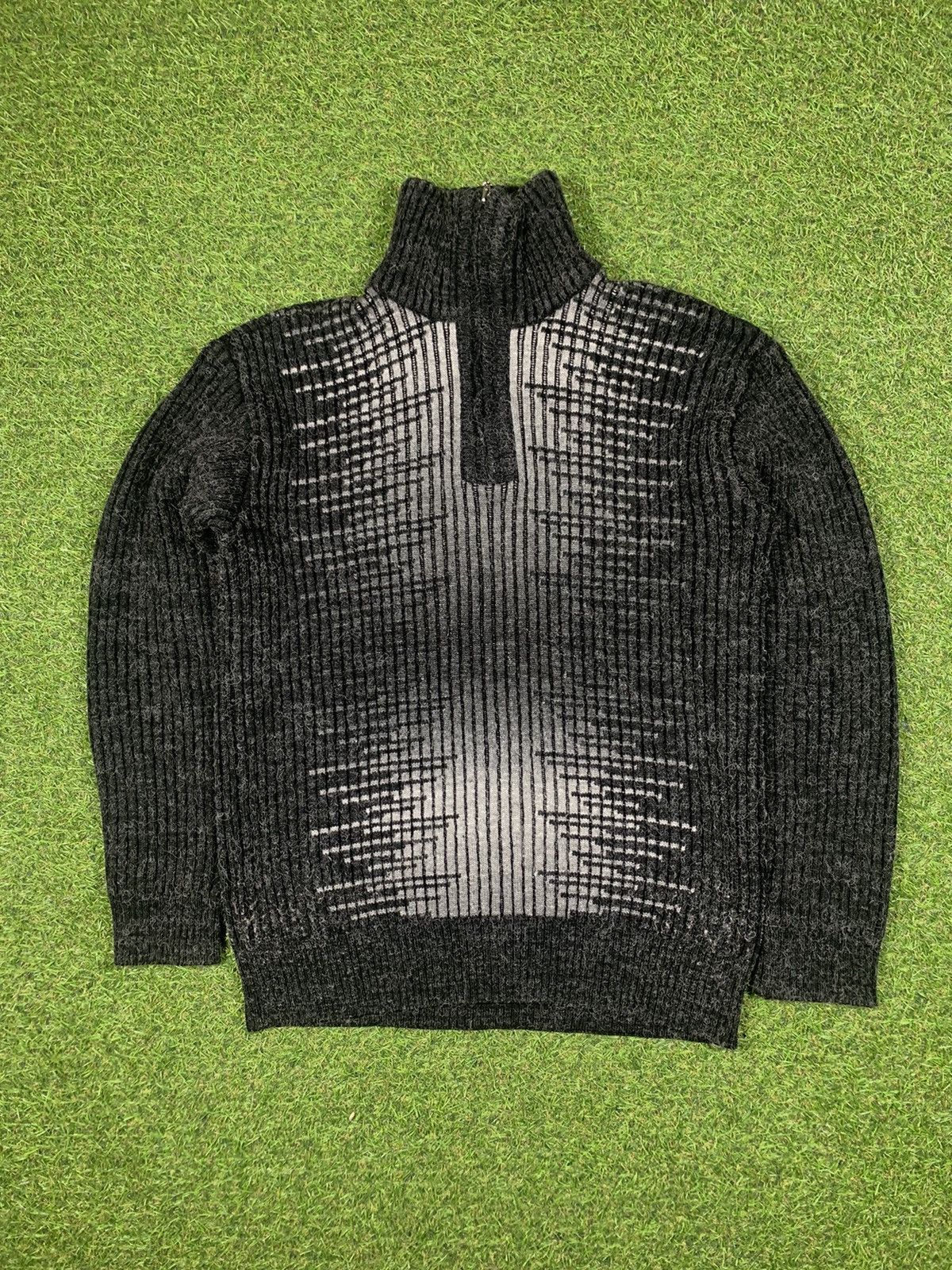 Japanese Brand Vintage 90s Avant Garde 1/4 zip sweater opium style Size US XL / EU 56 / 4 - 1 Thumbnail