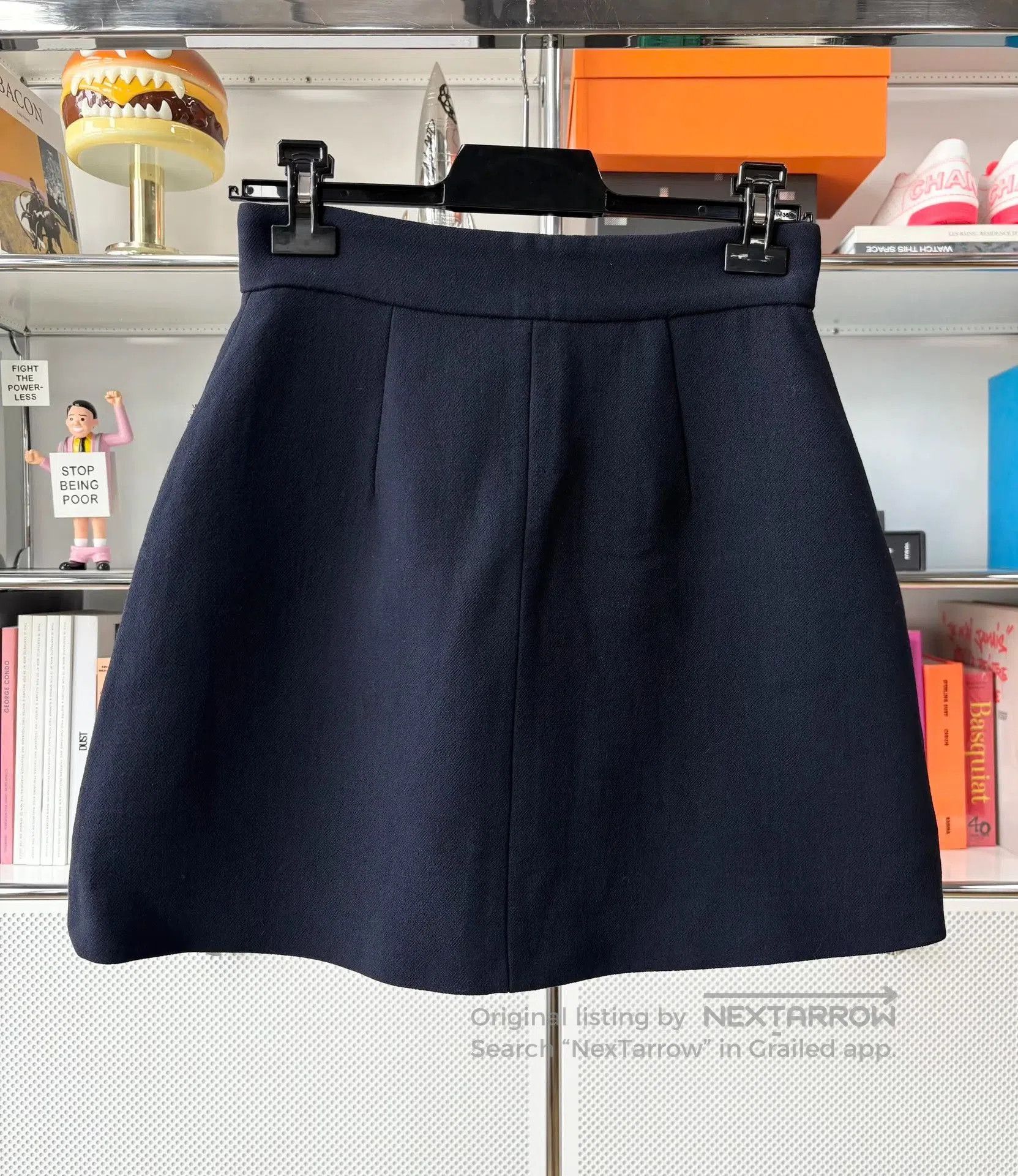 Miu Miu Miumiu Navy Wool A-Line Skirt IT42. Size 41" - 3 Thumbnail