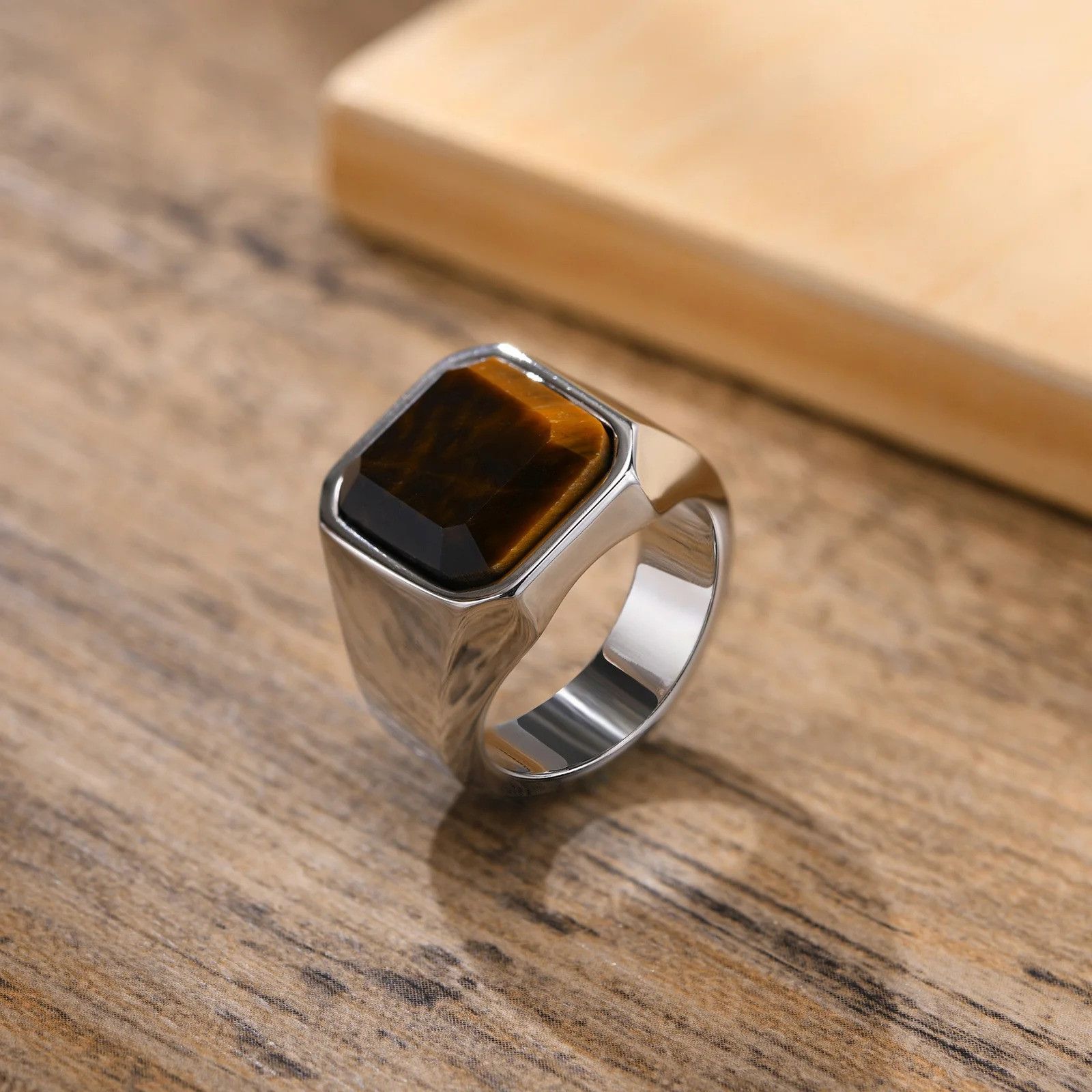 Jewelry × Vintage Tiger's Eye Signet Ring Size ONE SIZE - 1 Thumbnail