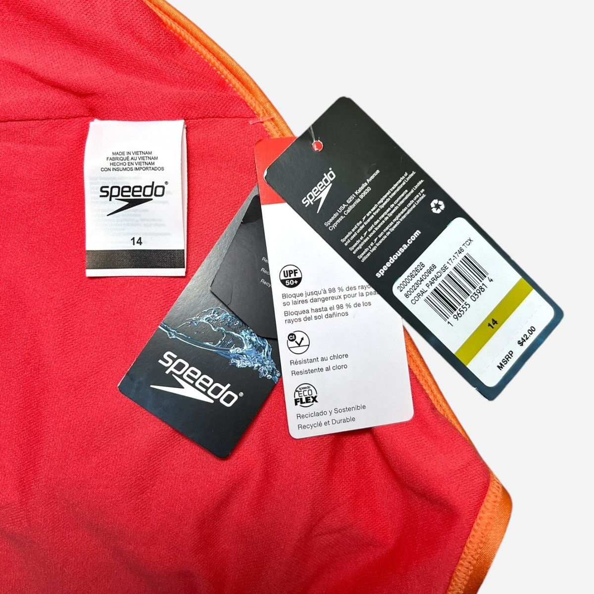 Speedo Speedo Big Girls Shimmer One Piece Swimsuit Sz 14 Size ONE SIZE - 10 Thumbnail