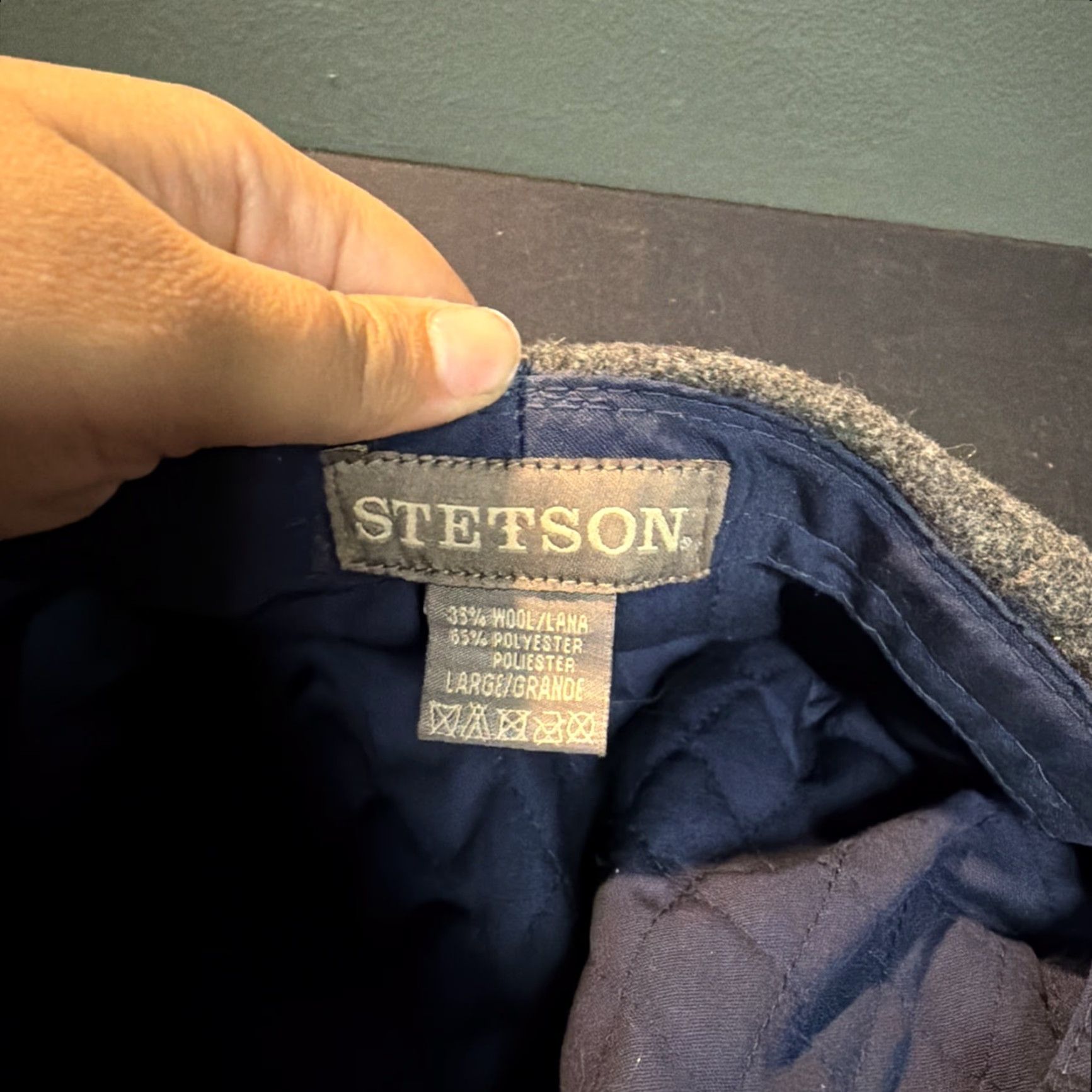 Stetson Stetson Hat Mens Large Charcoal Gray Wool Blend Newsboy Cap Cabbie Flat Style Lined Wool Polyester Size ONE SIZE - 3 Thumbnail
