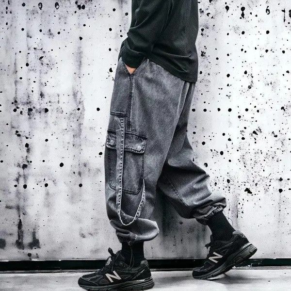 VIBE Gray Cargo Cropped Denim Jeans Size US 30 / EU 46 - 7 Thumbnail