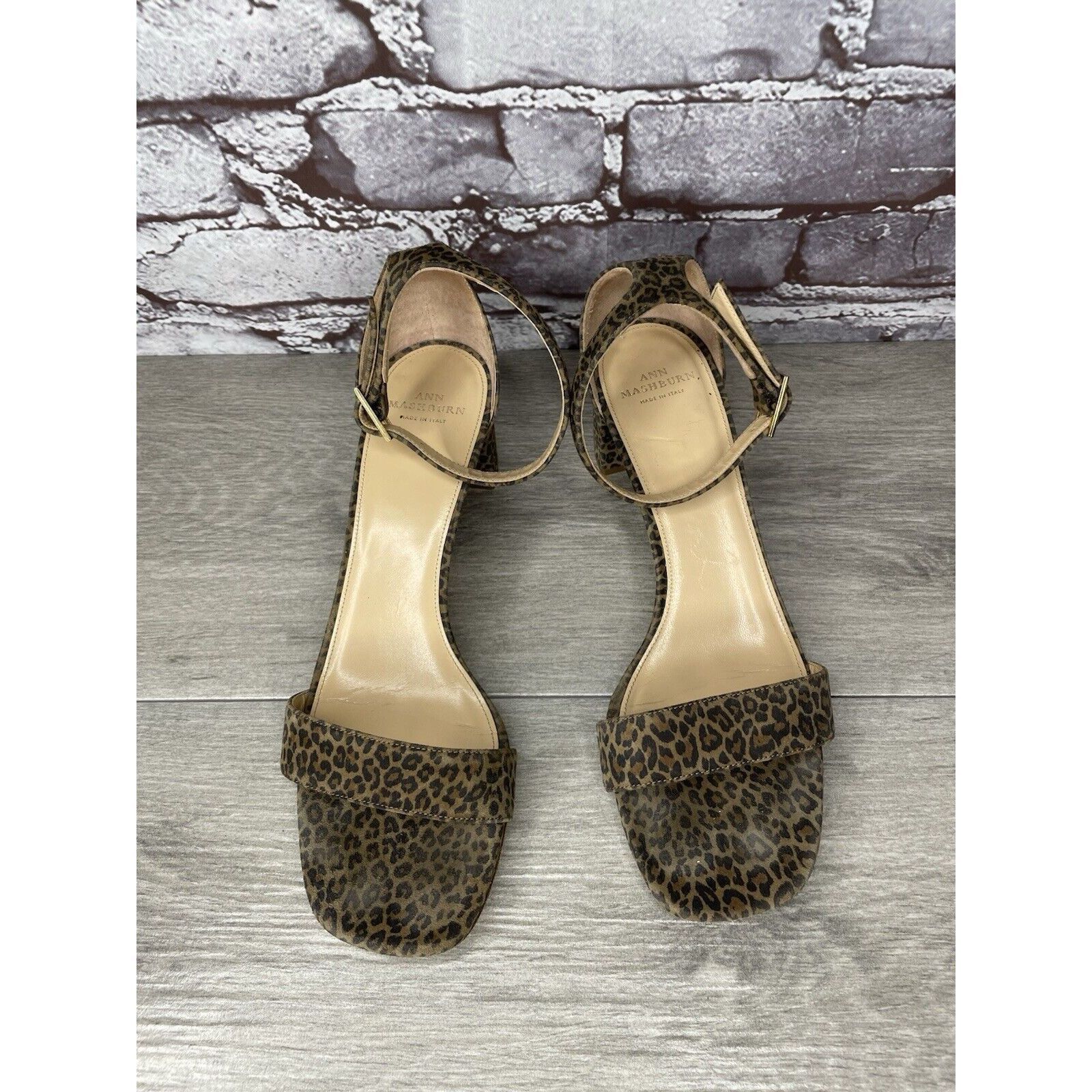 Sid Mashburn Ann Mashburn Leopard Print Open Toe Block Heel Strap Sandals Size US 7.5 / IT 37.5 - 24 Thumbnail