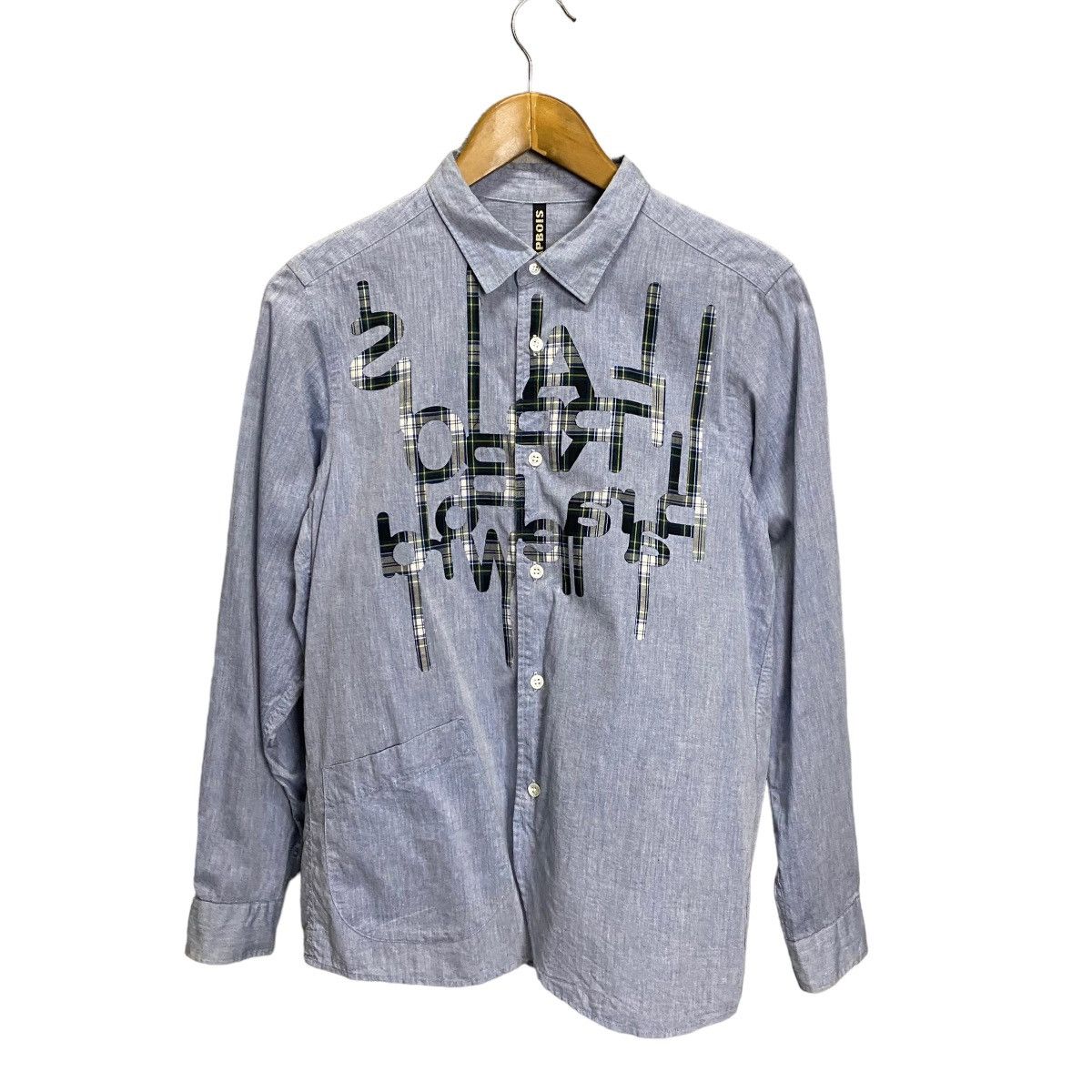 image of Frapbois Spellout By Issey Miyake Chambray Single Pocket in Chambray Blue, Men's (Size Small)