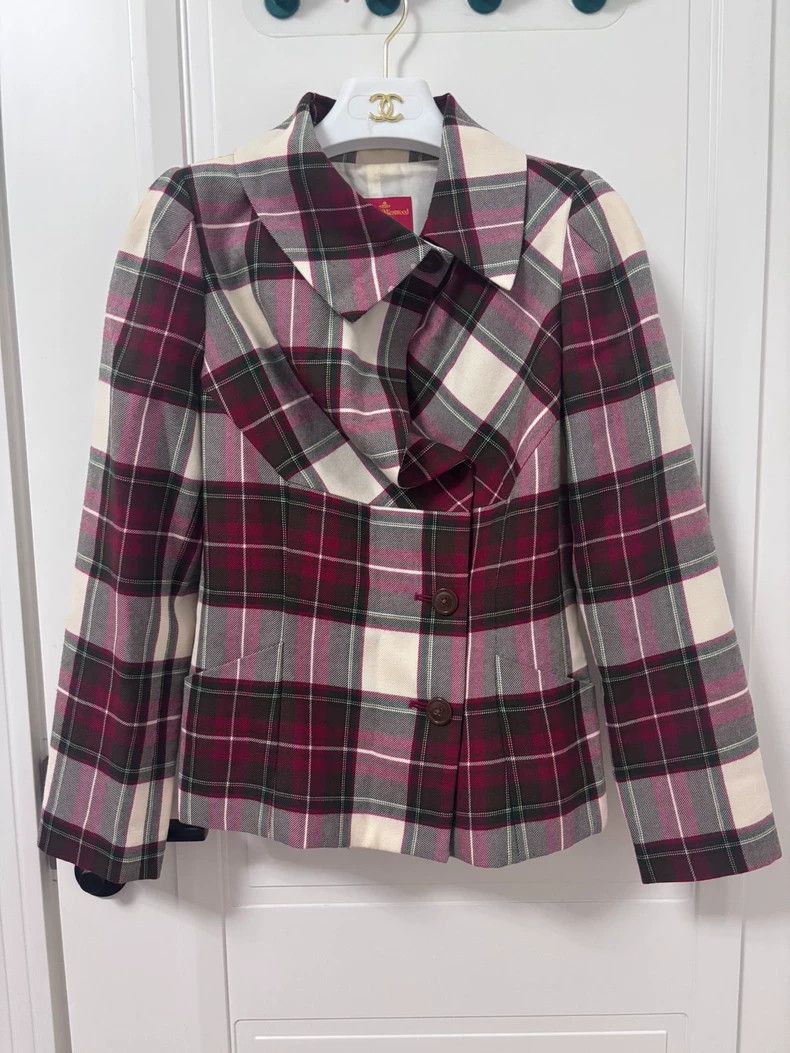 Vivienne Westwood Plaid Deformed Collar Blazer