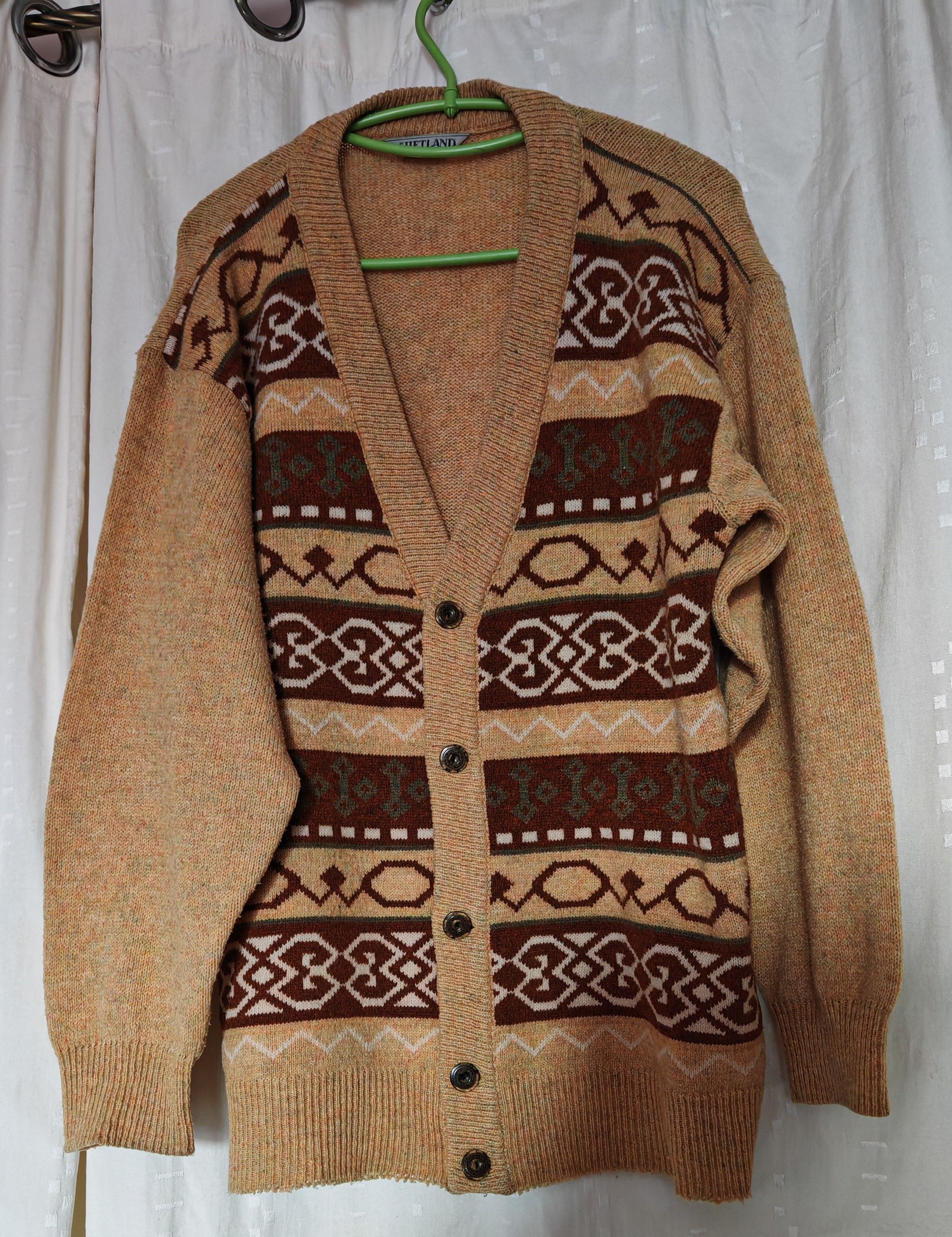 Vintage Vintage Unisex Shetland Cardigan Sweater Jumper Long Large Size US L / EU 52-54 / 3 - 6 Thumbnail